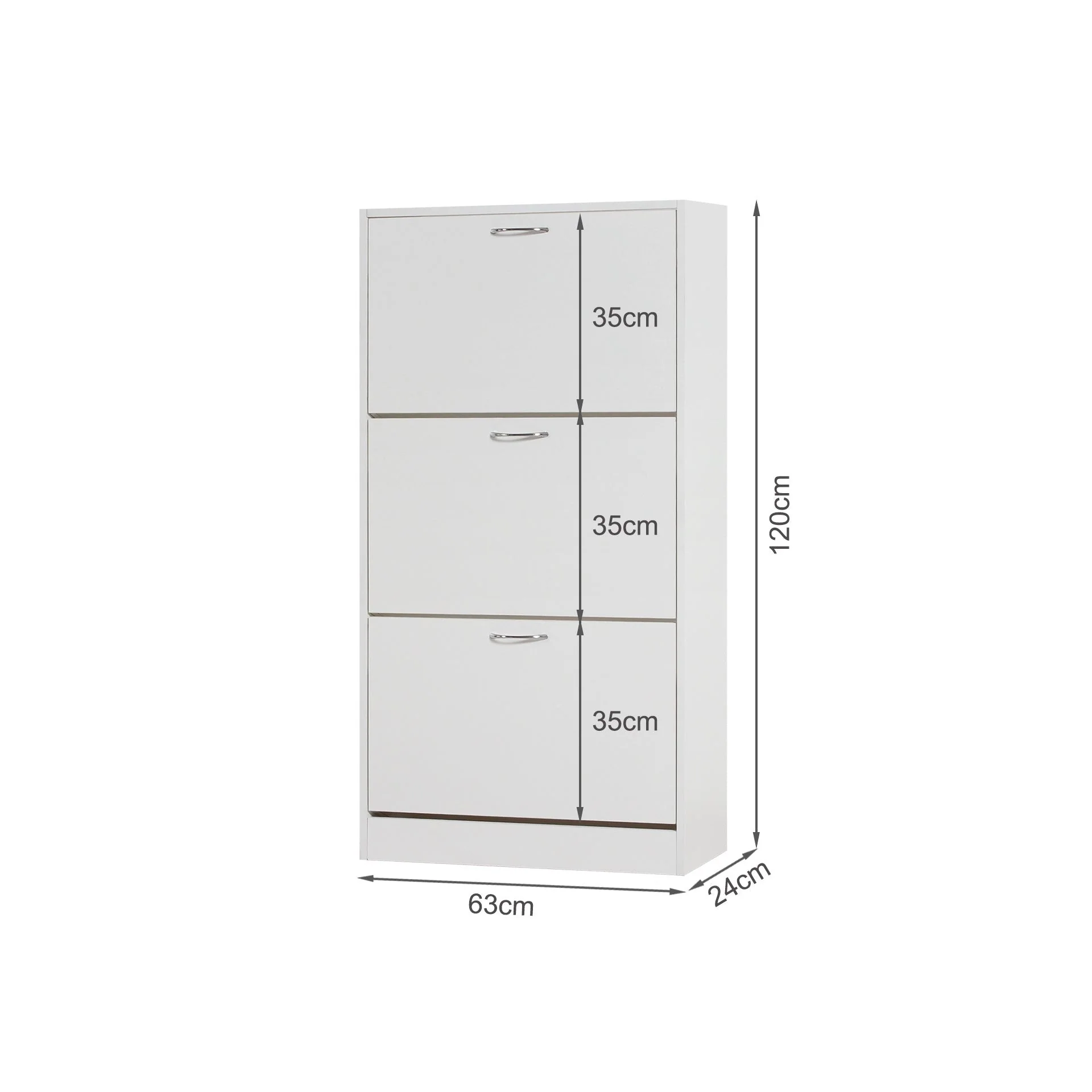 Matilda 3 Drawer Shoe Cabinet Storage Rack - White - Image 7