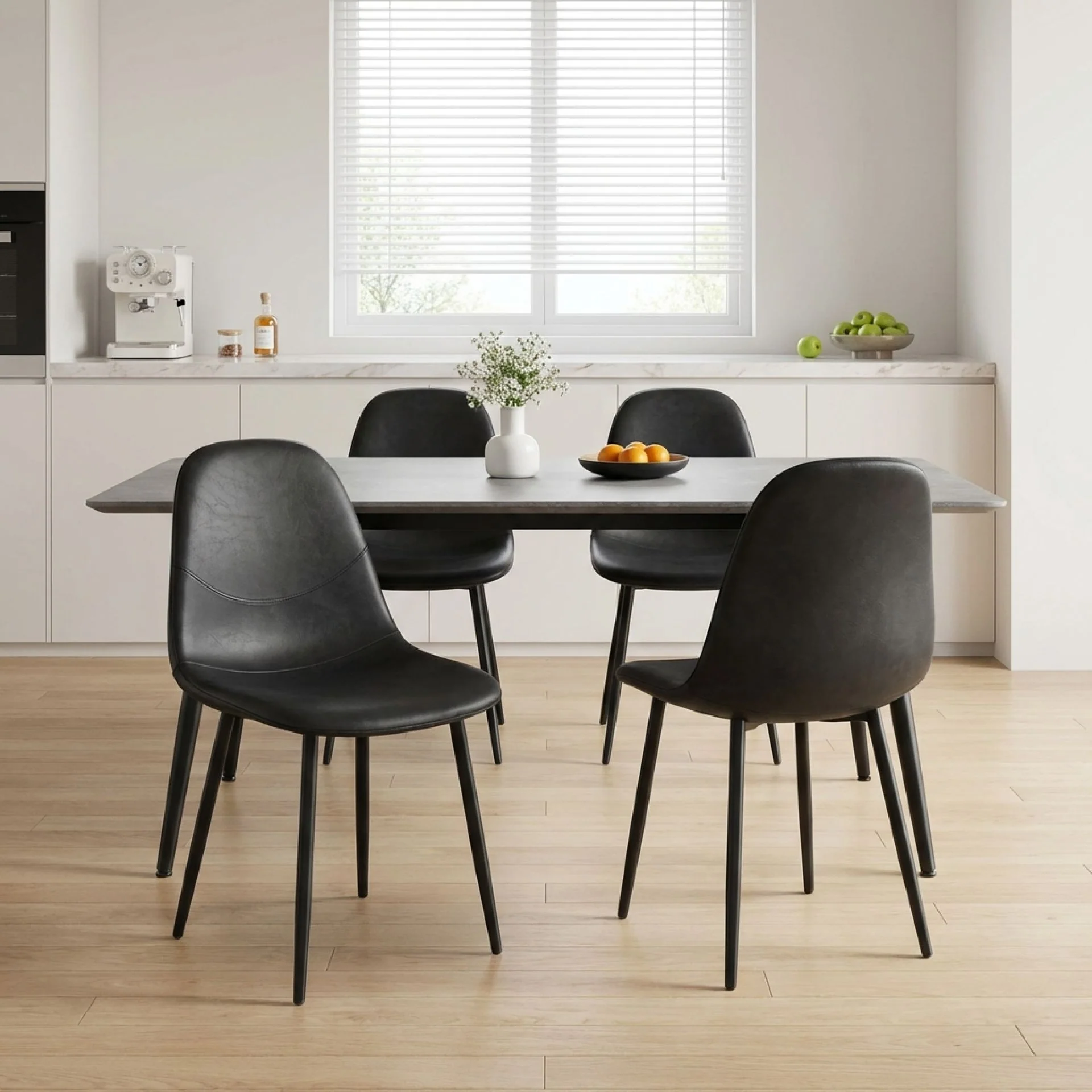 Matthew PU Leather Dining Chair - Set of 4 - Grey