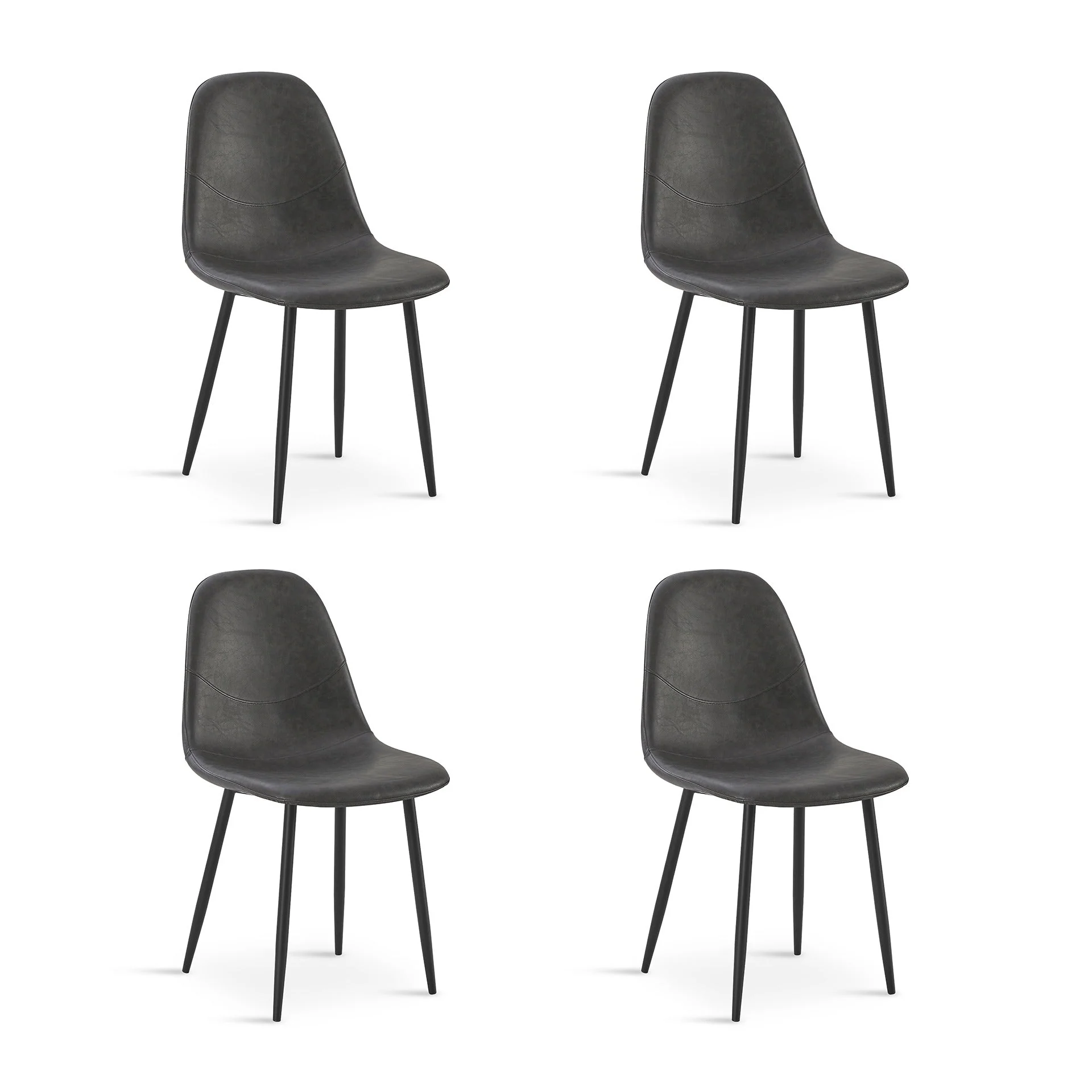 Matthew PU Leather Dining Chair - Set of 4 - Grey - Image 10