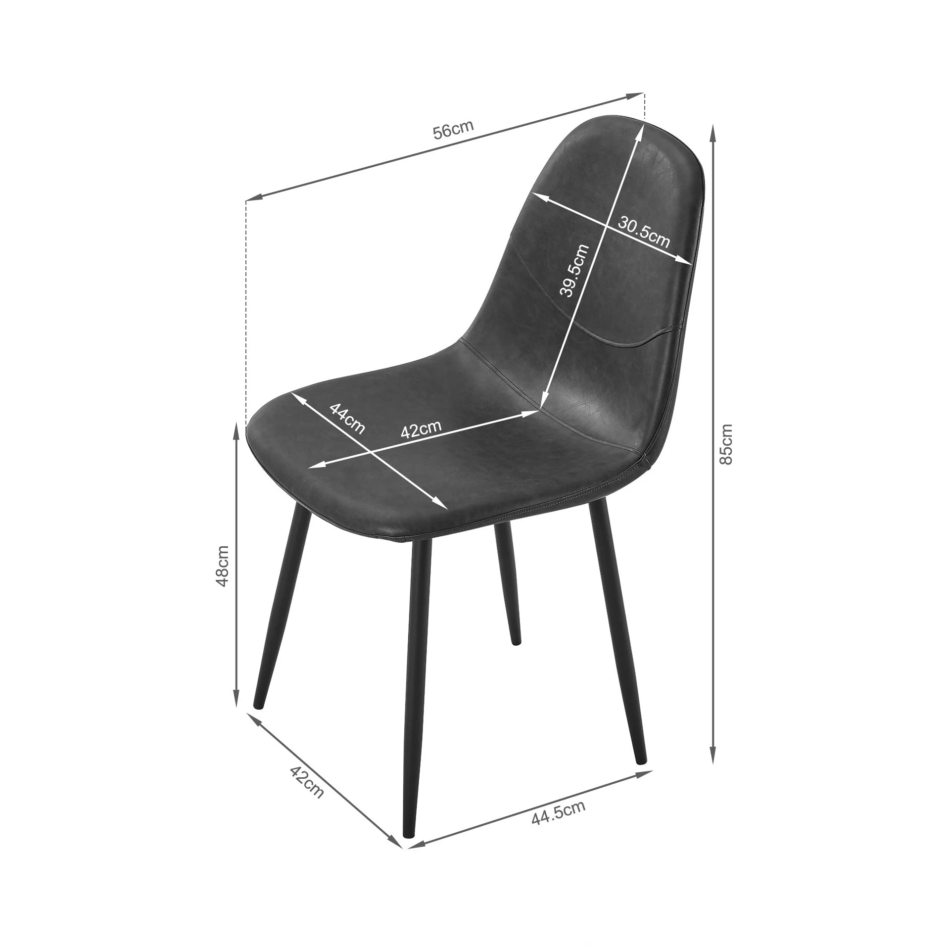 Matthew PU Leather Dining Chair - Set of 4 - Grey - Image 16