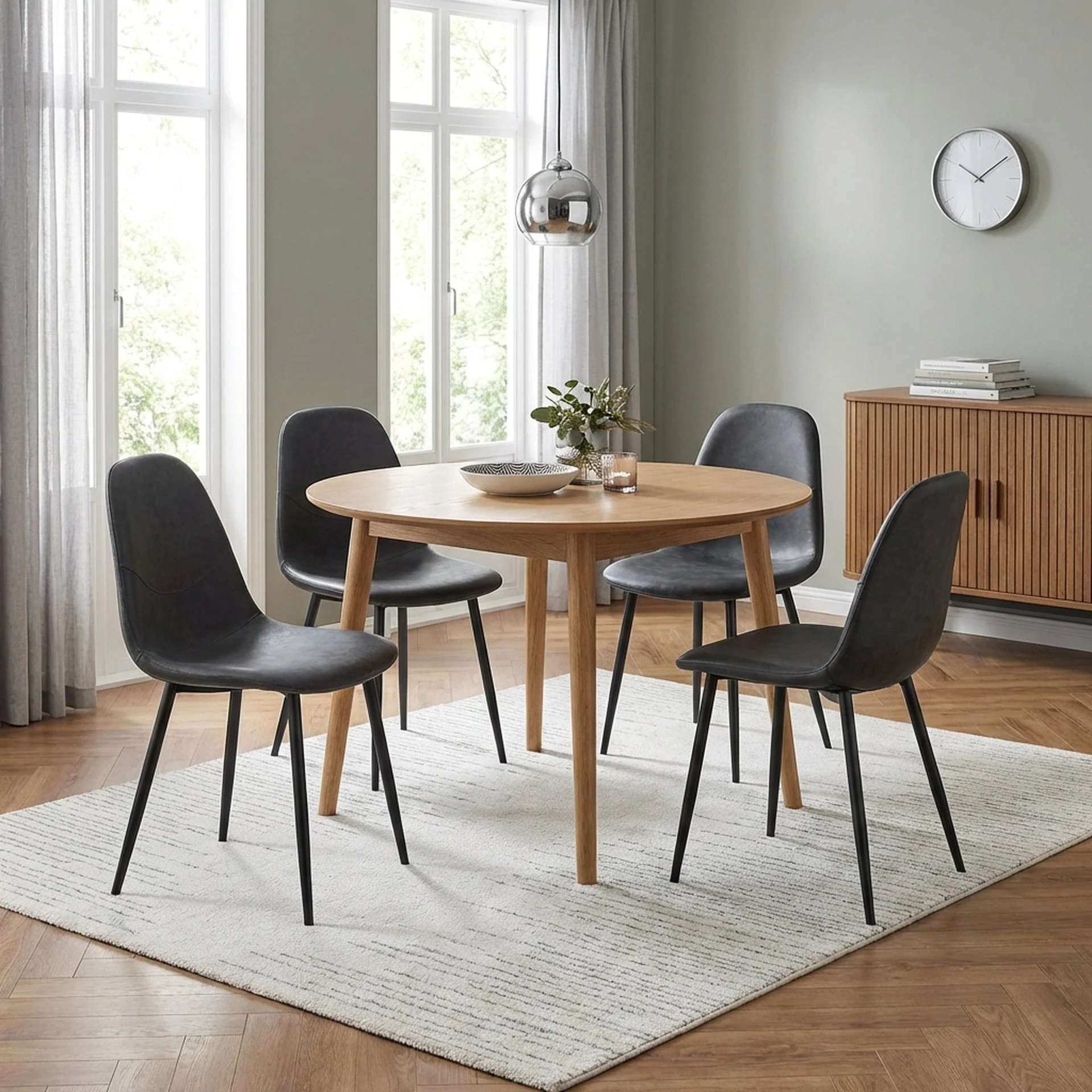 Matthew PU Leather Dining Chair - Set of 4 - Grey - Image 4