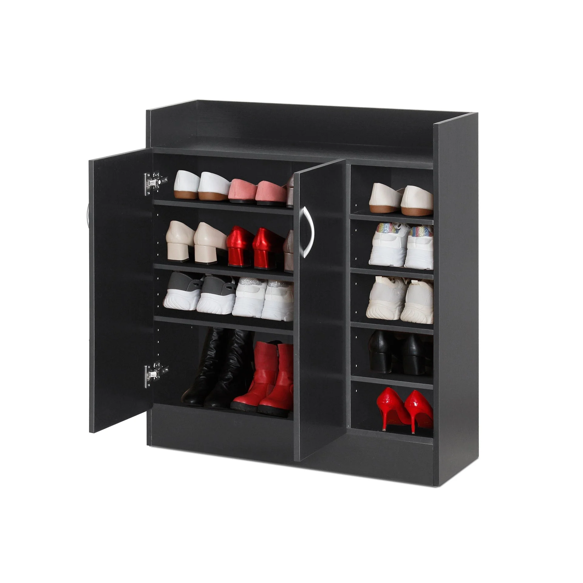 Maui 2 Door Shoe Cabinet Storage Rack - Black - Image 4