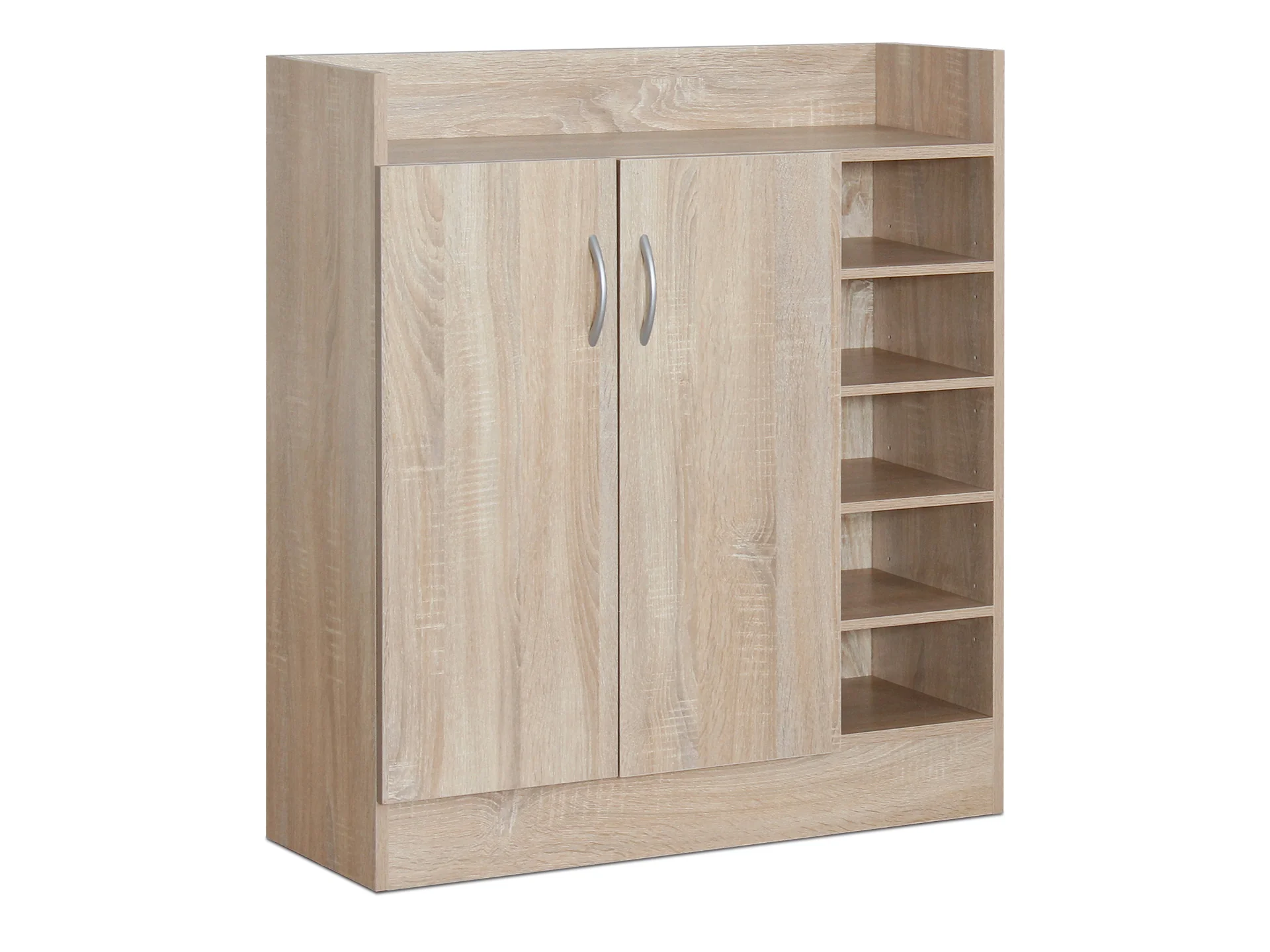 Maui 2 Door Shoe Cabinet Storage Rack - Oak - Image 4