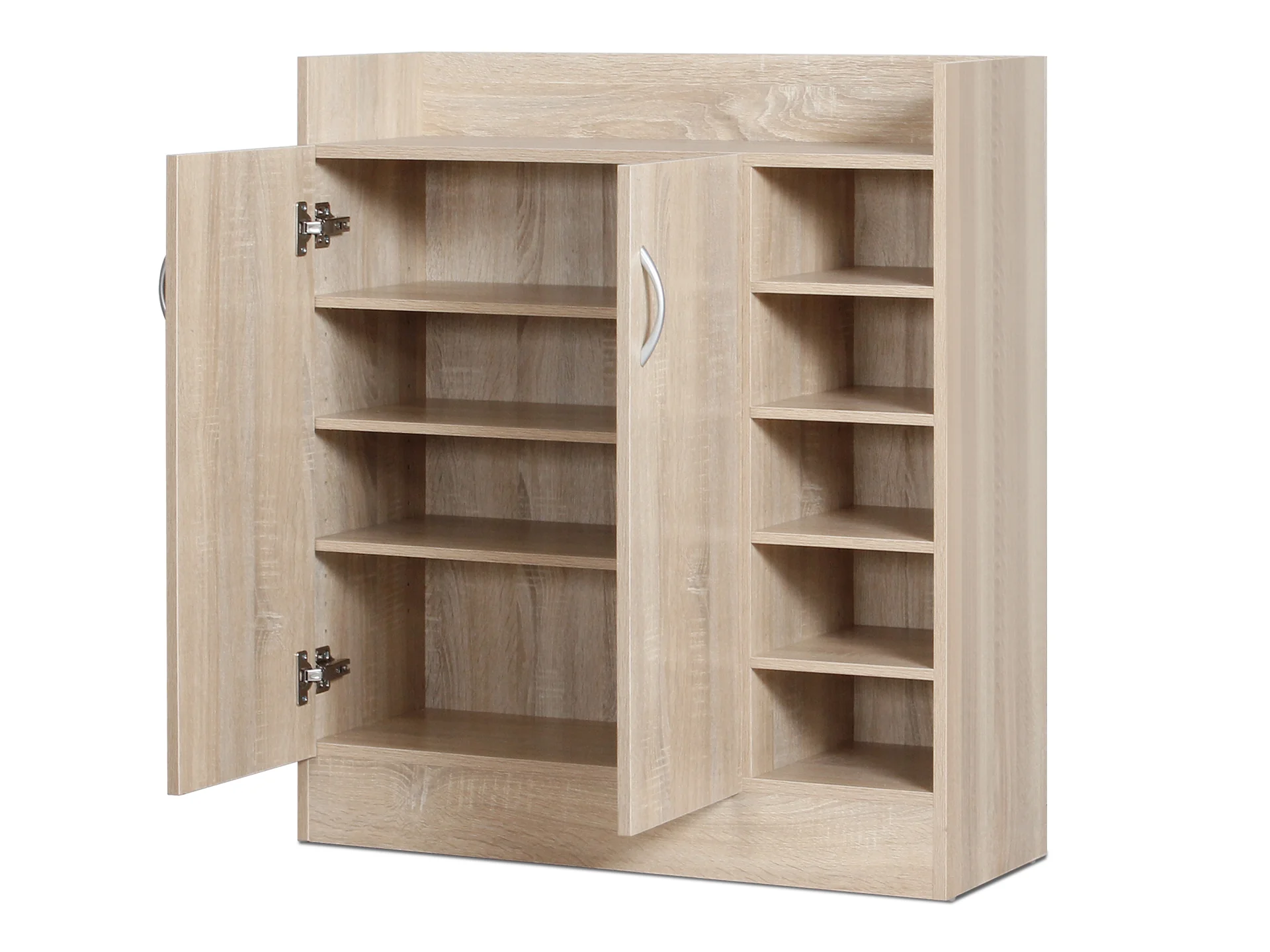 Maui 2 Door Shoe Cabinet Storage Rack - Oak - Image 6