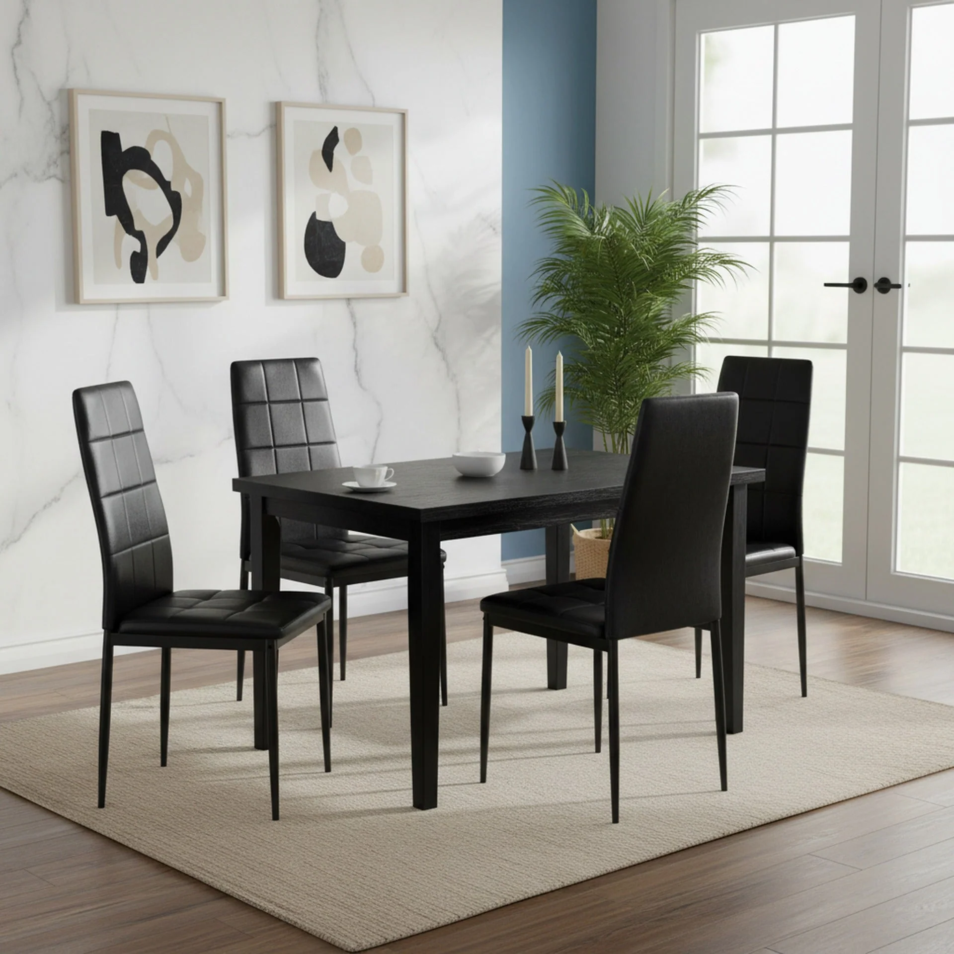 Mauro PU Leather Dining Chair - Set of 4 - Black - Image 4