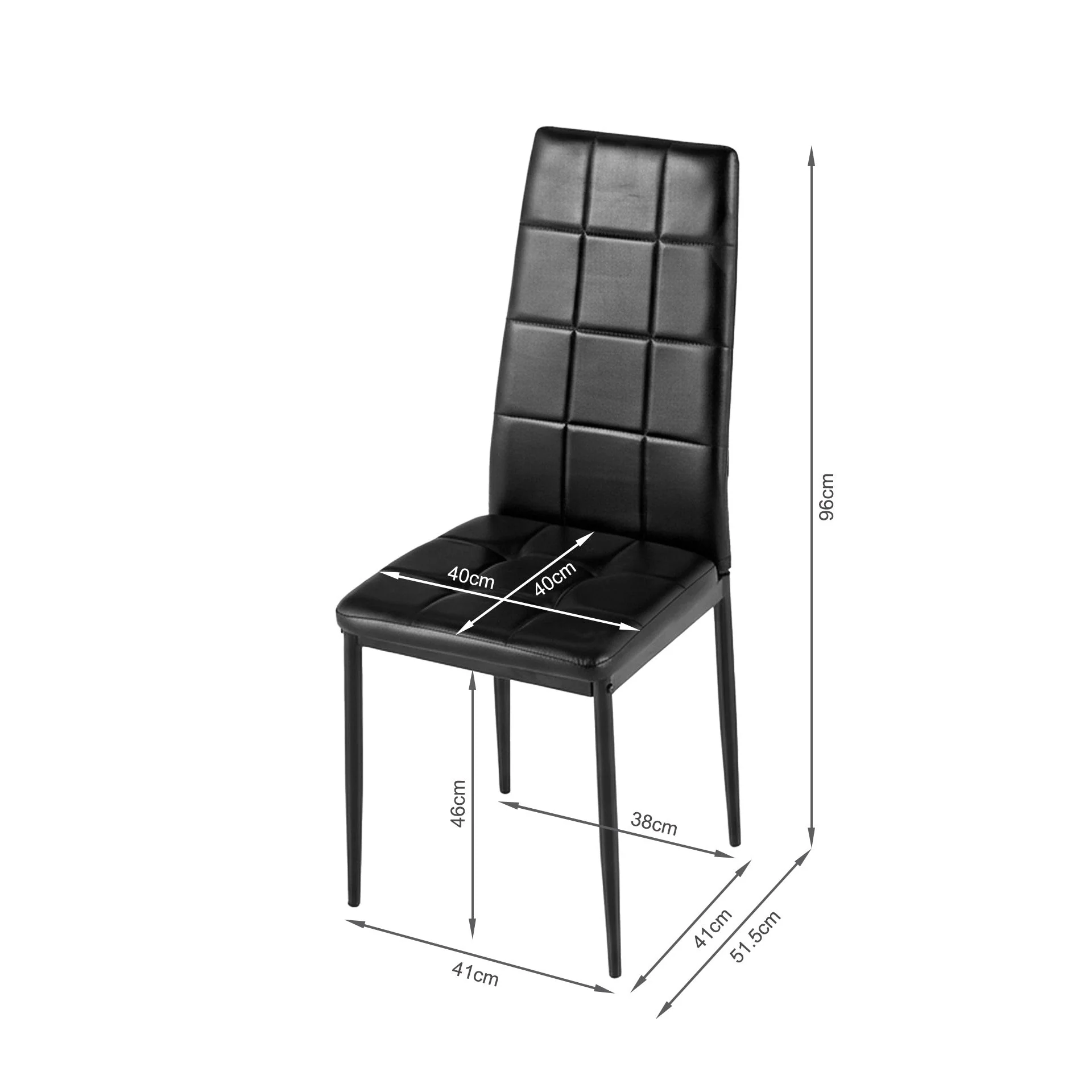 Mauro PU Leather Dining Chair - Set of 4 - Black - Image 9
