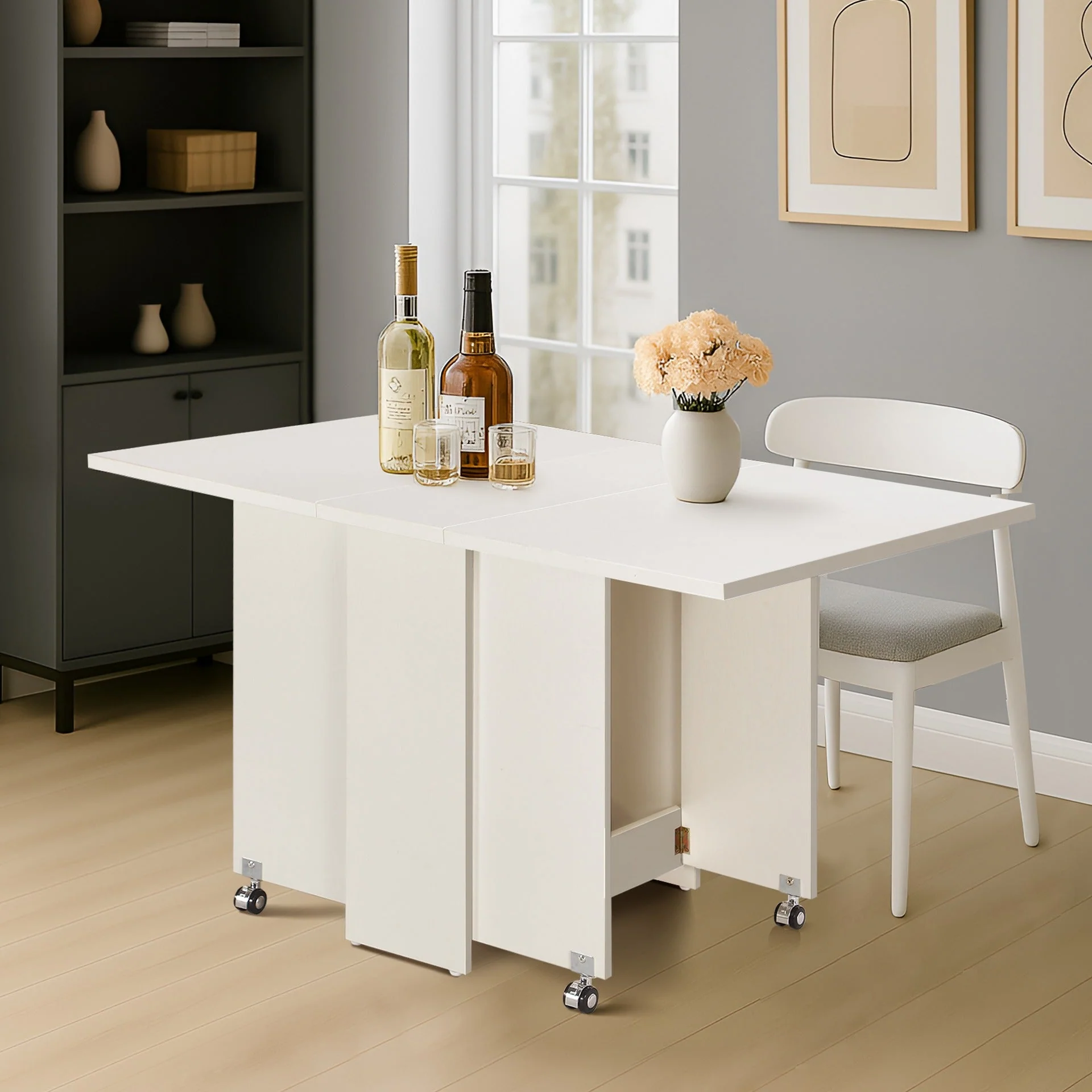 Maverick Foldable Dining Table - White - Image 4