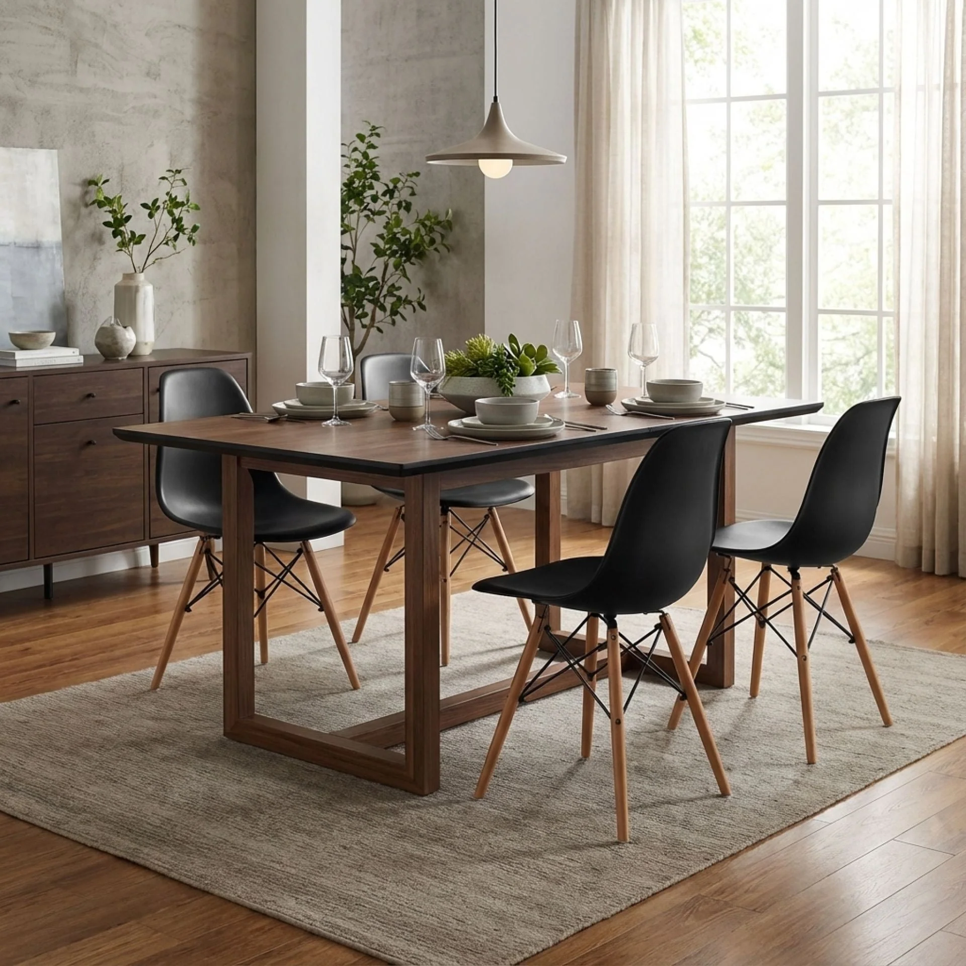 Maya Dining Chair Eiffel Tower Replica - Set of 4 - Black - Image 2