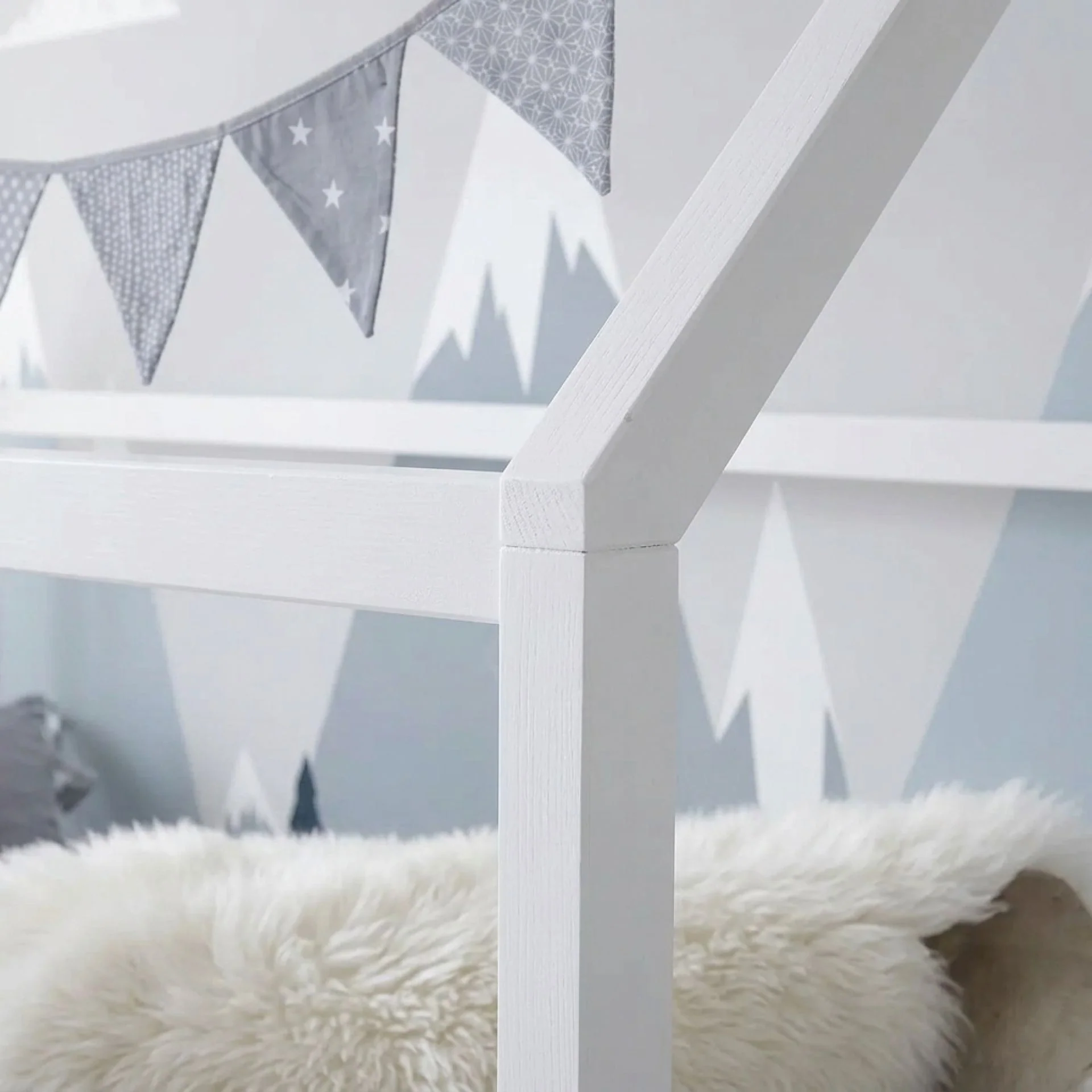 Mayon Single Wooden House Bed Frame - White - Image 5