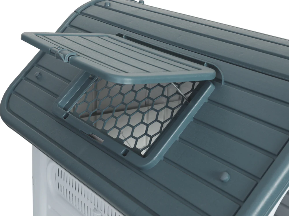 Medium Plastic Dog House with Window - Grey - Image 8