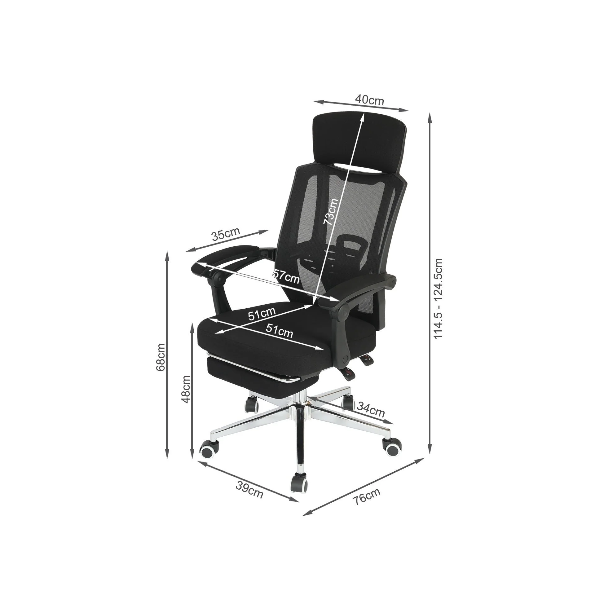 Melissa Office Chair with Footrest - Black - Image 13