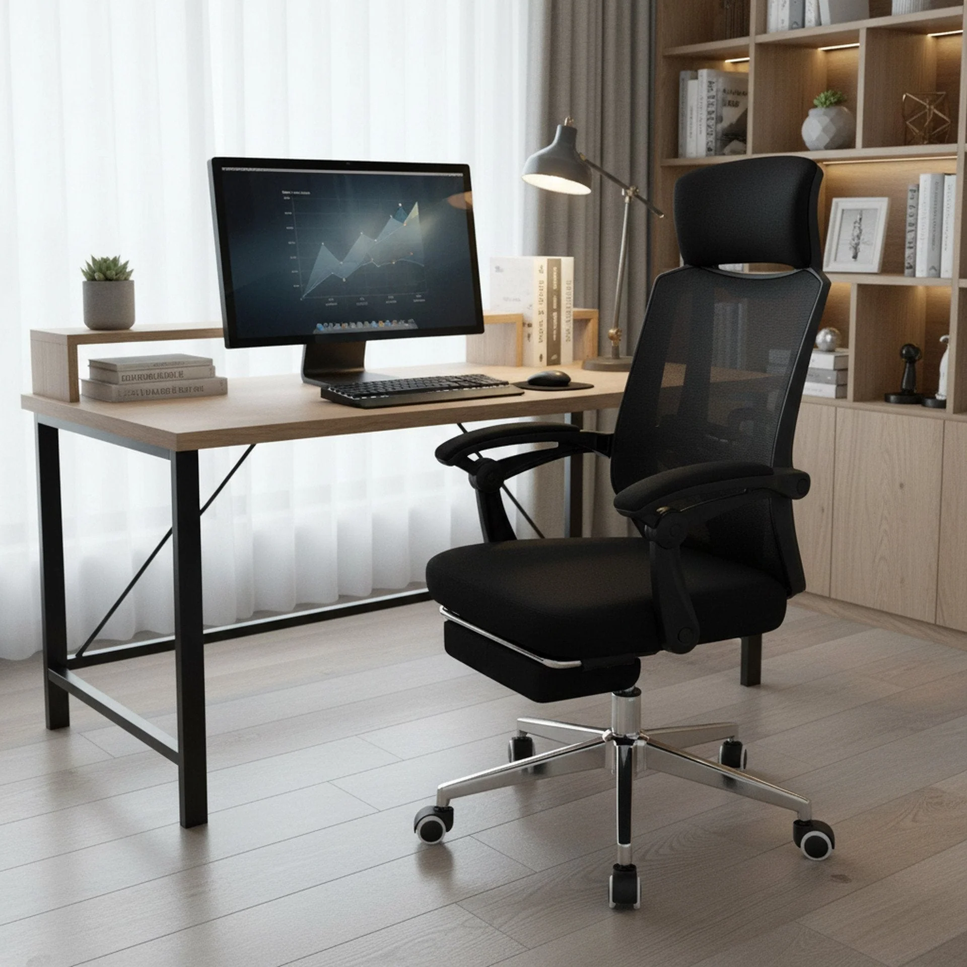 Melissa Office Chair with Footrest - Black - Image 2