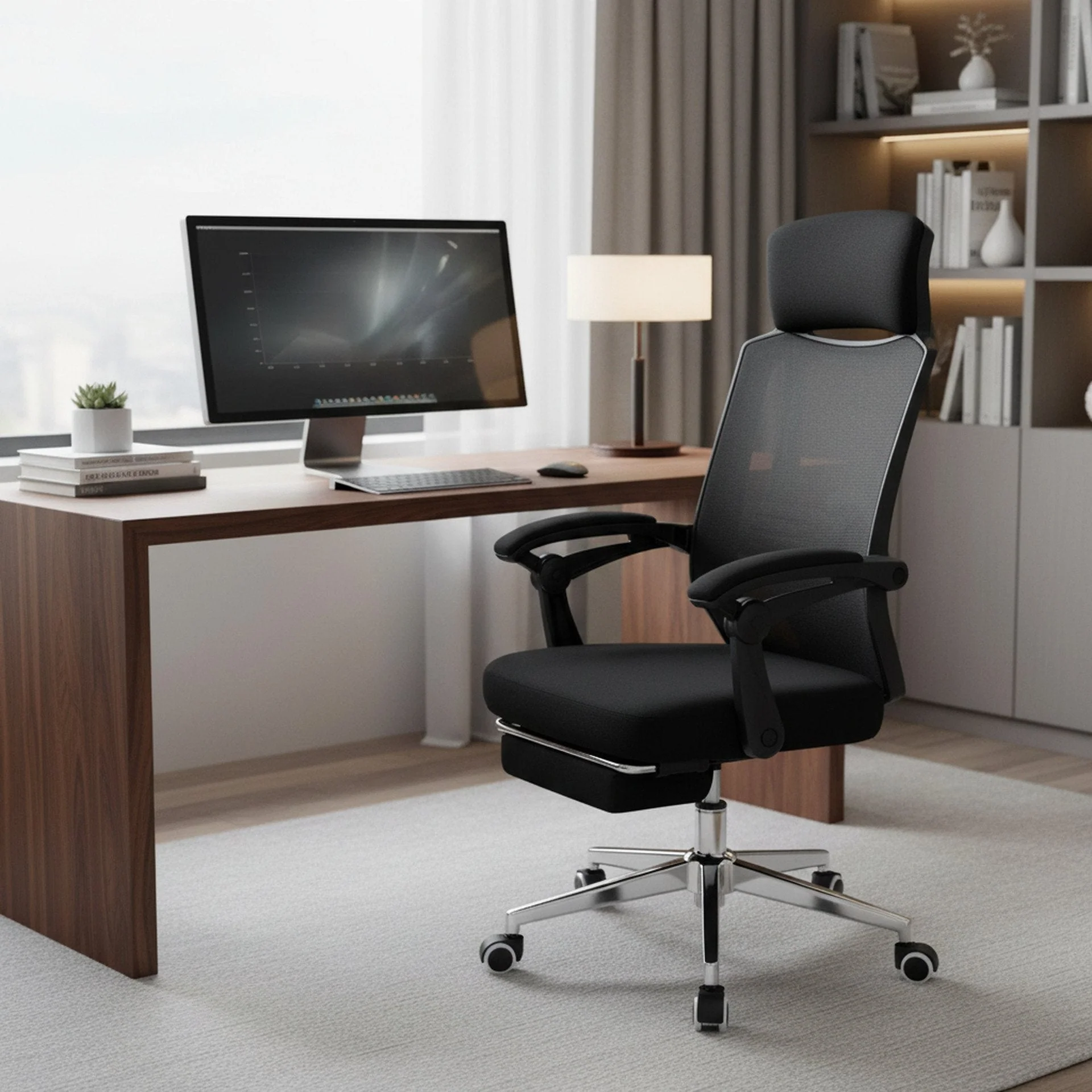 Melissa Office Chair with Footrest - Black - Image 3