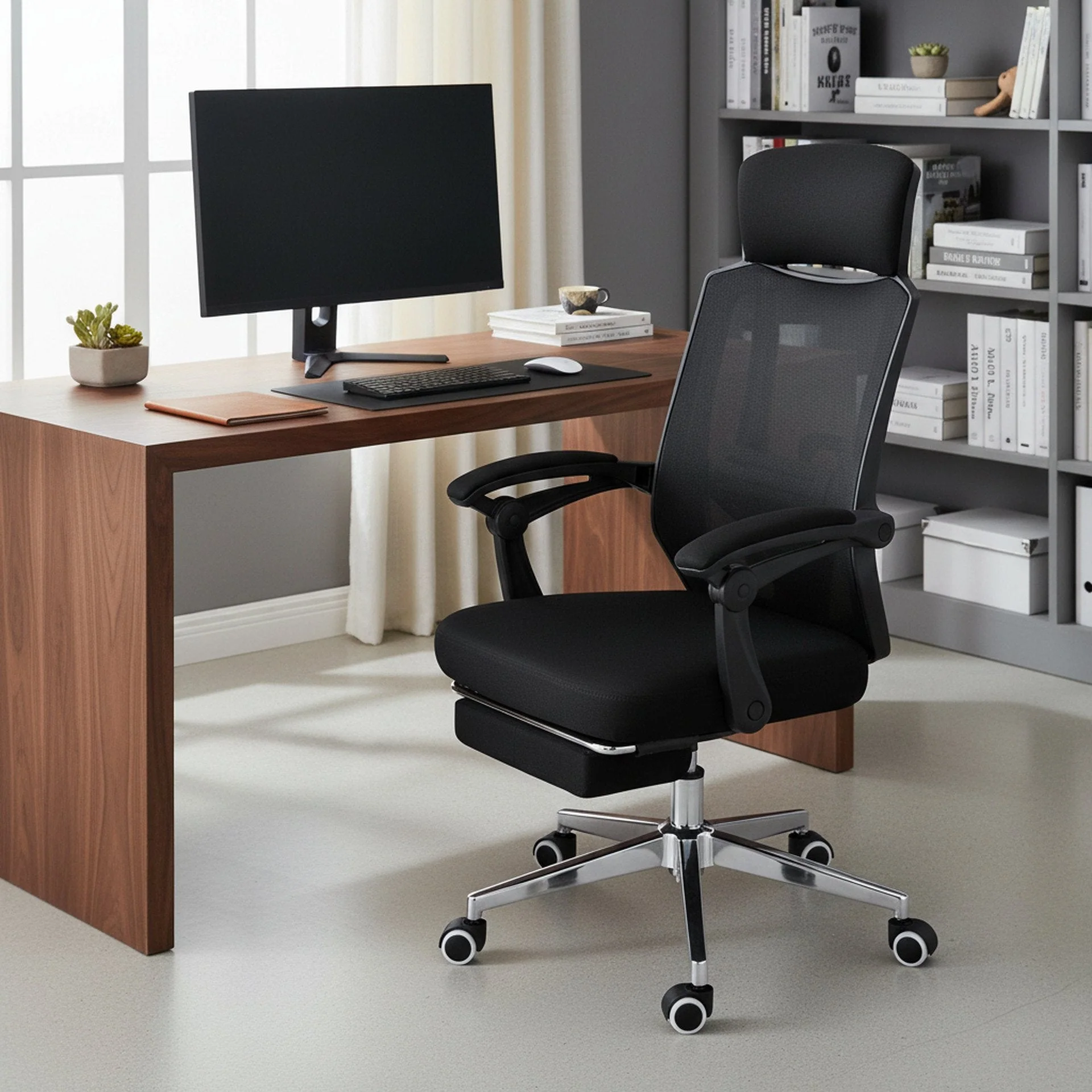 Melissa Office Chair with Footrest - Black - Image 4