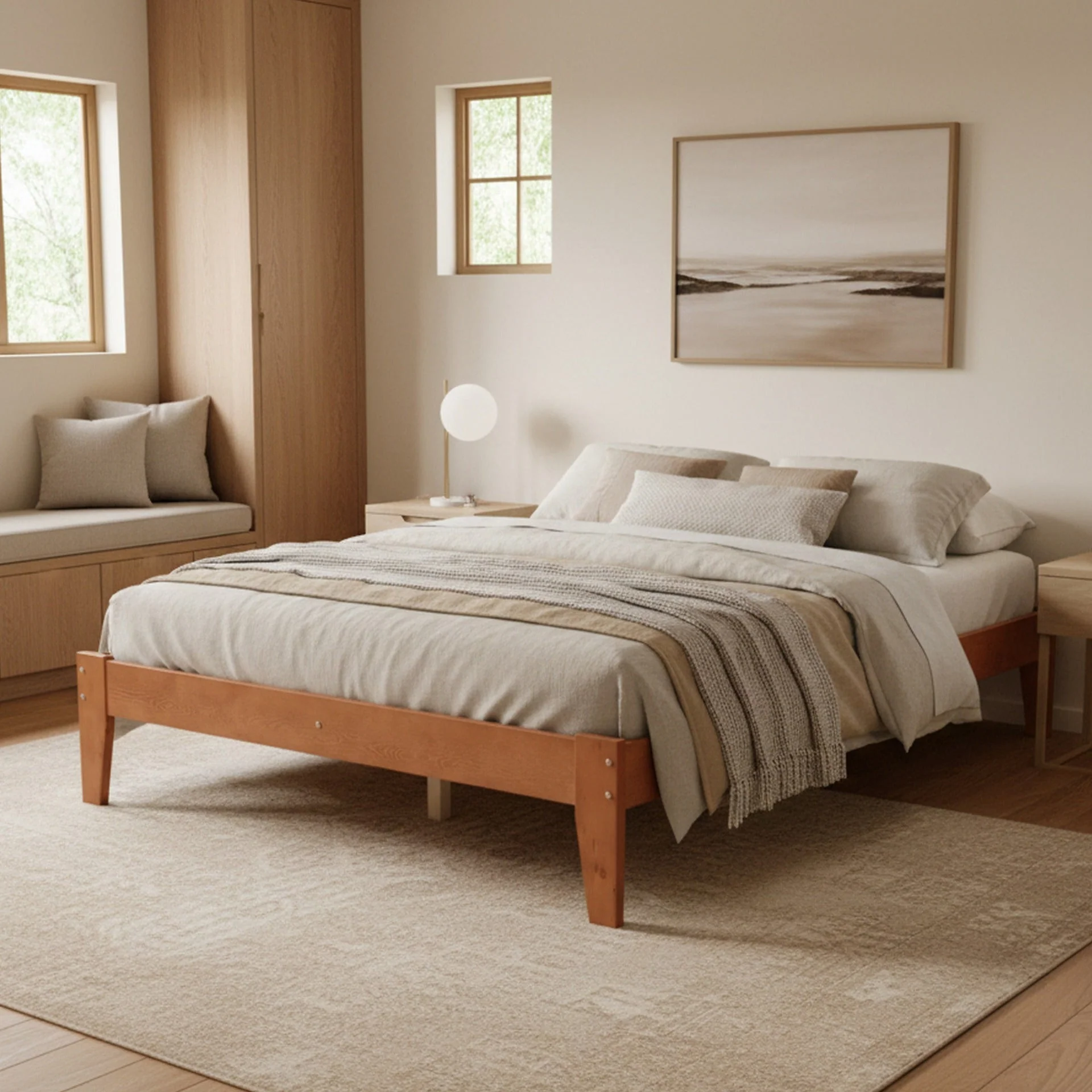Meri Double Wooden Bed Frame - Oak - Image 3