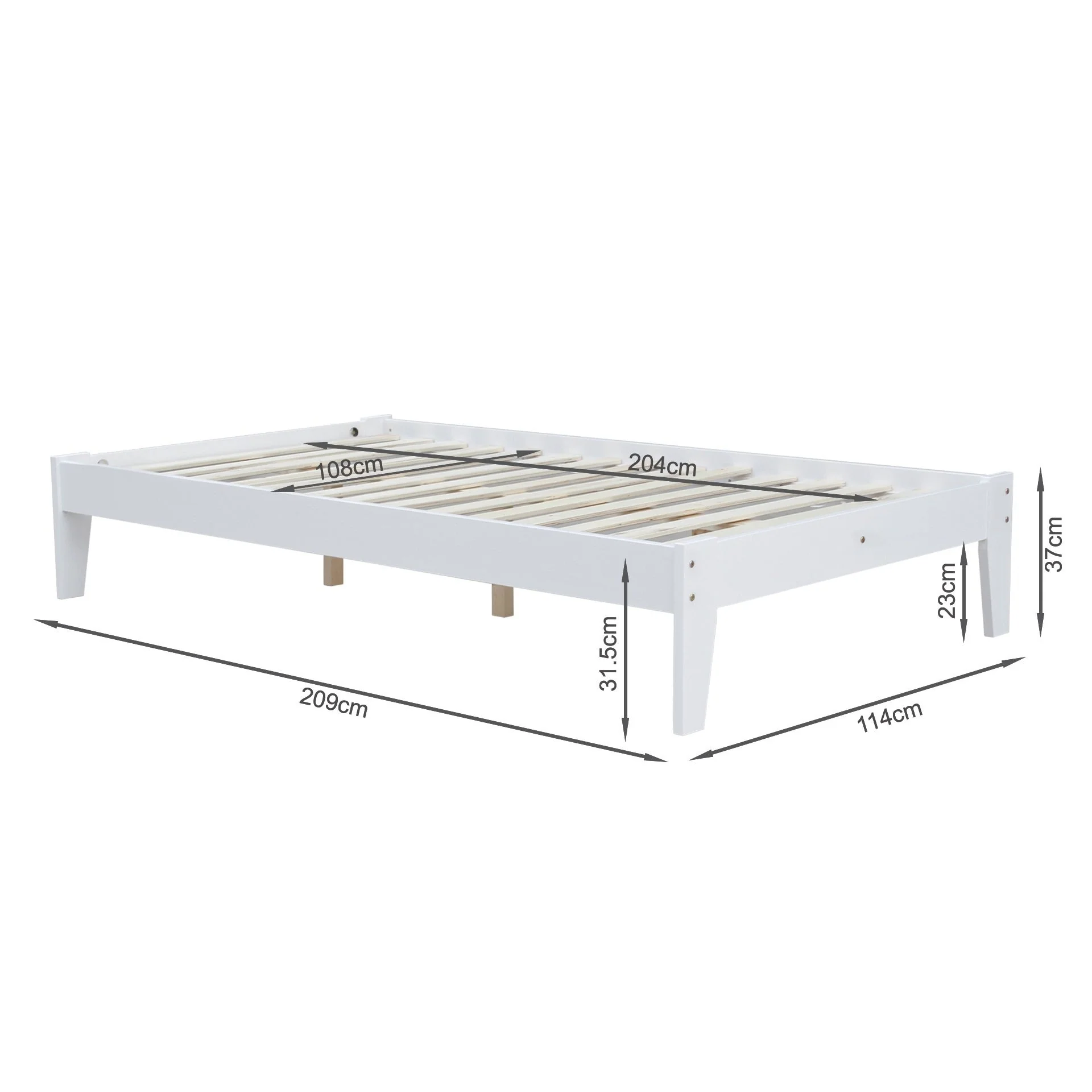 Meri King Single Wooden Bed Frame - White - Image 13