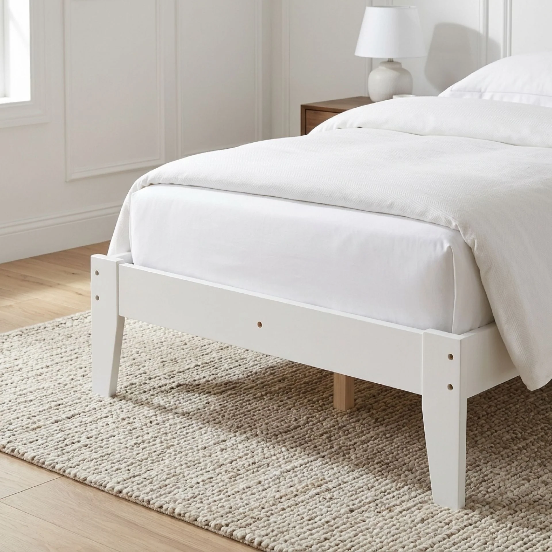Meri King Single Wooden Bed Frame - White - Image 5