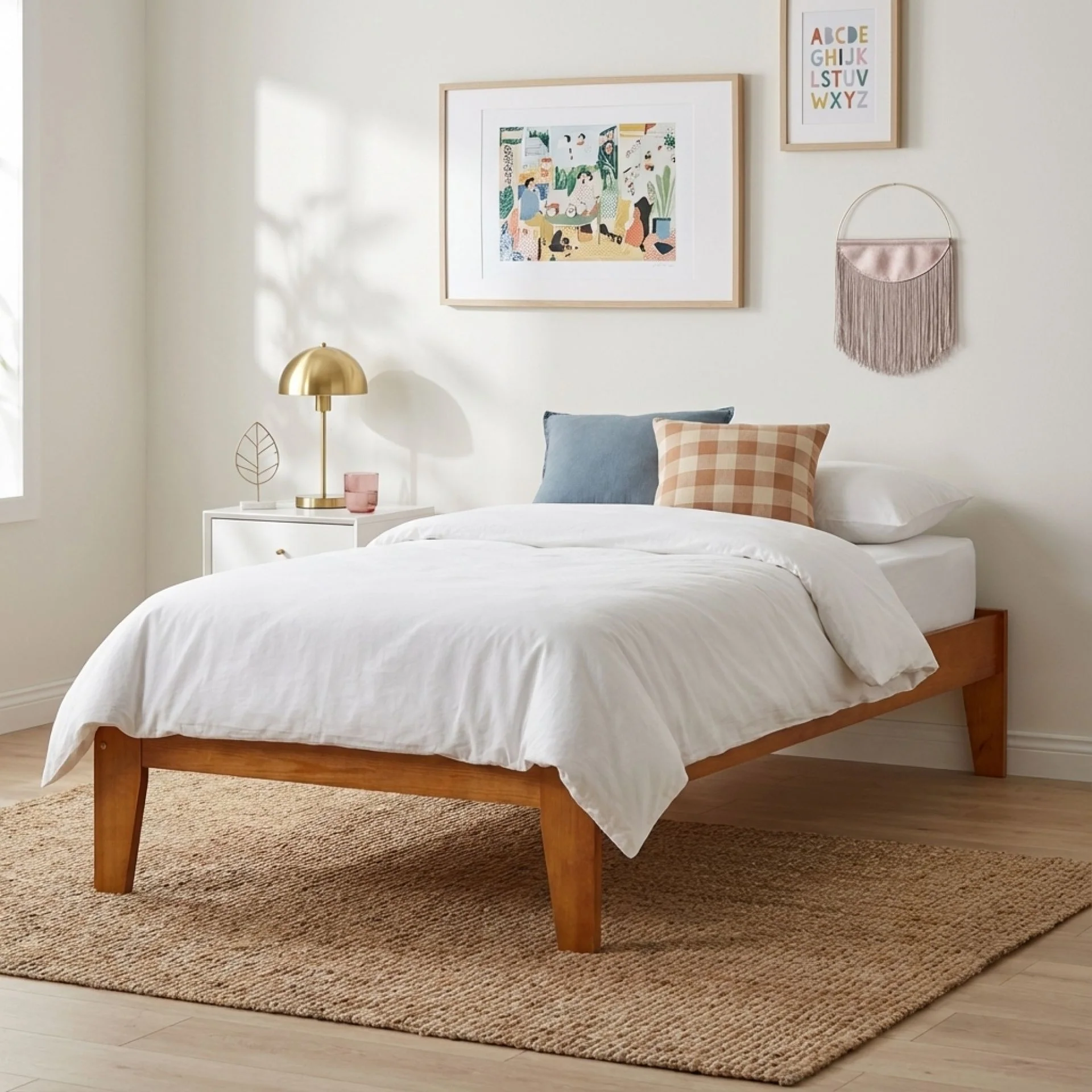 Meri Single Wooden Bed Frame - Oak - Image 3