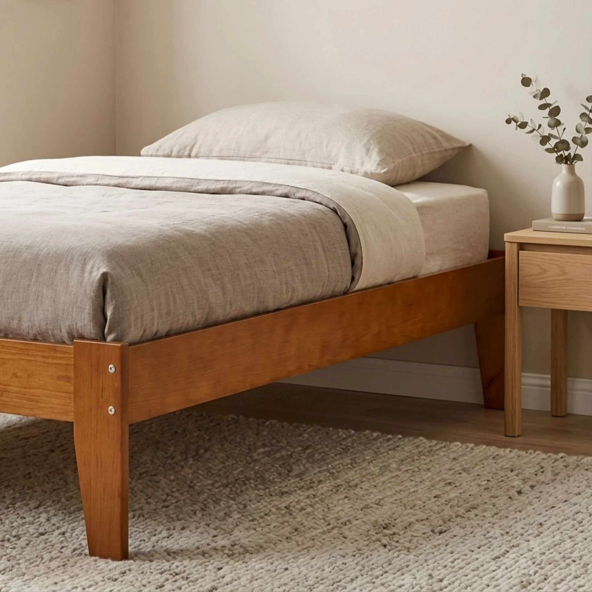 Meri Single Wooden Bed Frame - Oak - Image 5