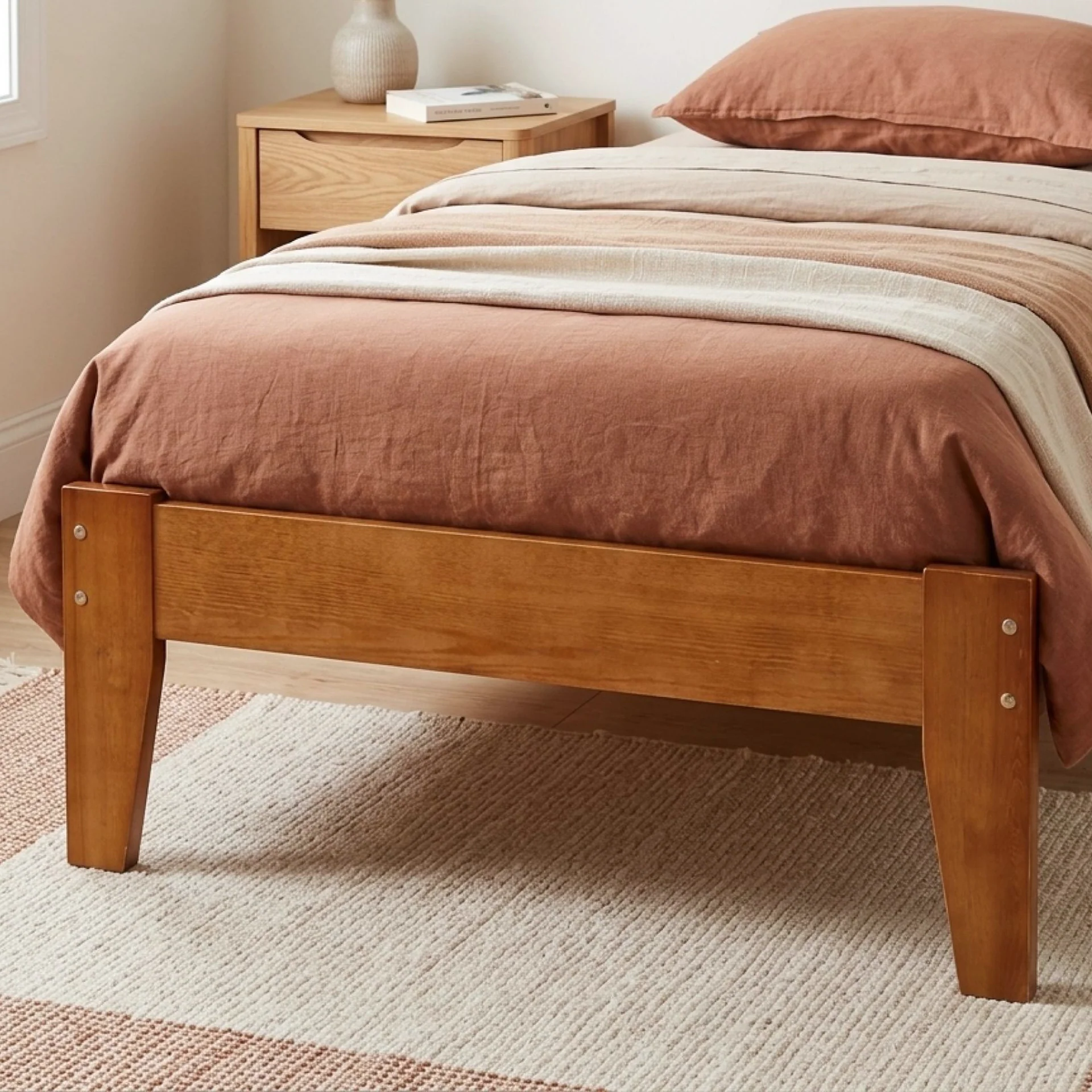 Meri Single Wooden Bed Frame - Oak - Image 6