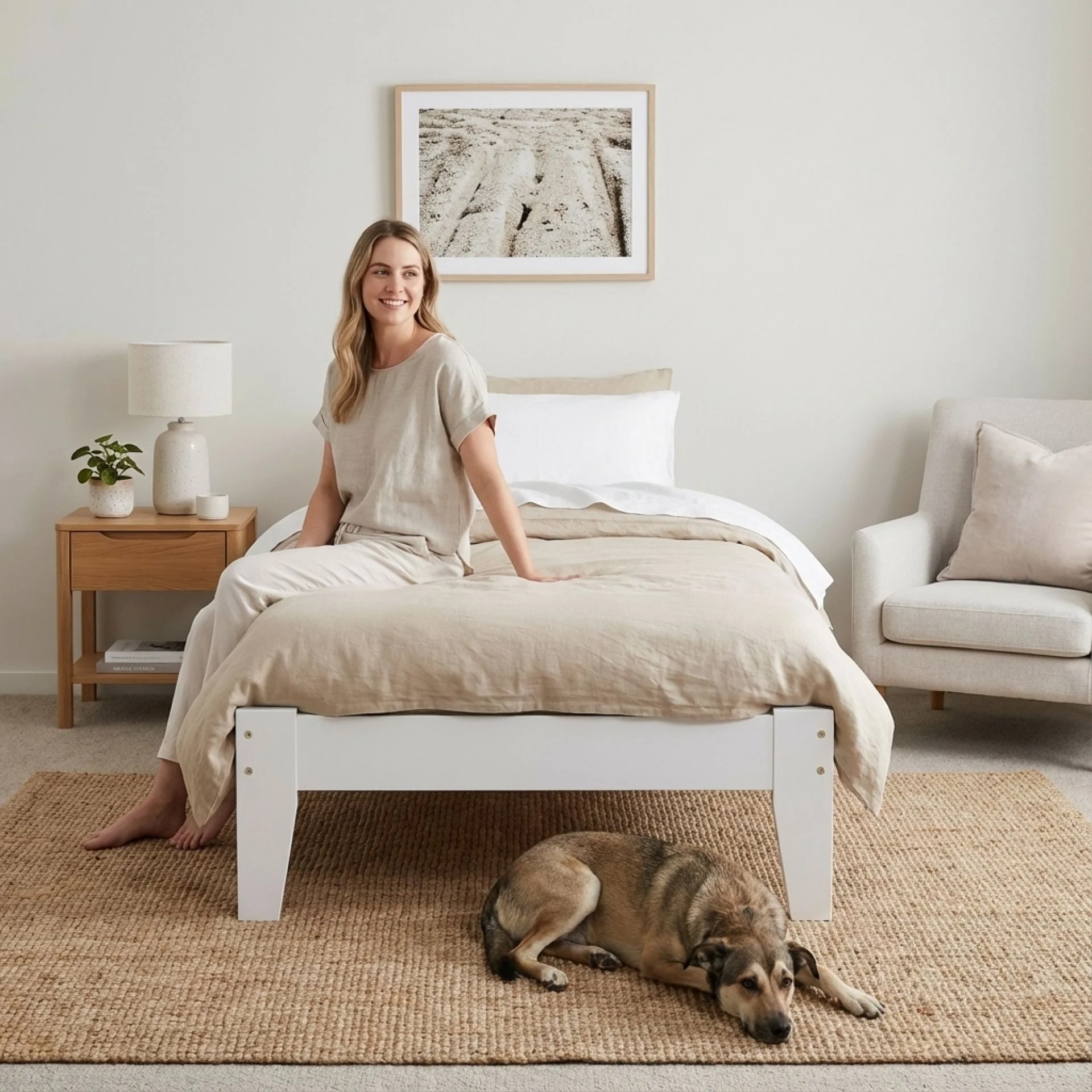 Meri Single Wooden Bed Frame - White - Image 10