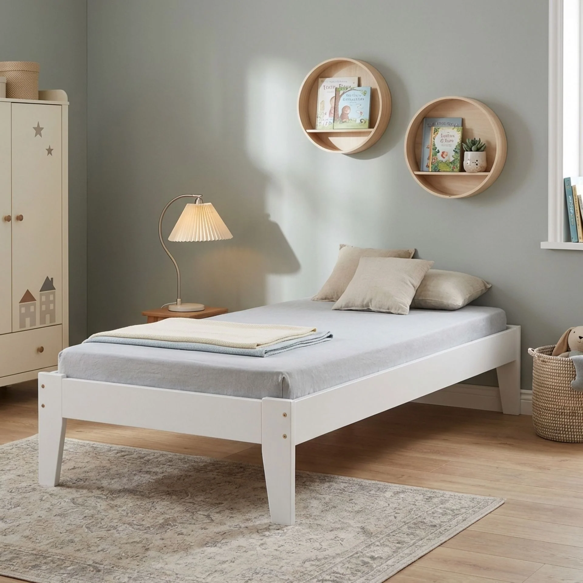 Meri Single Wooden Bed Frame - White - Image 3