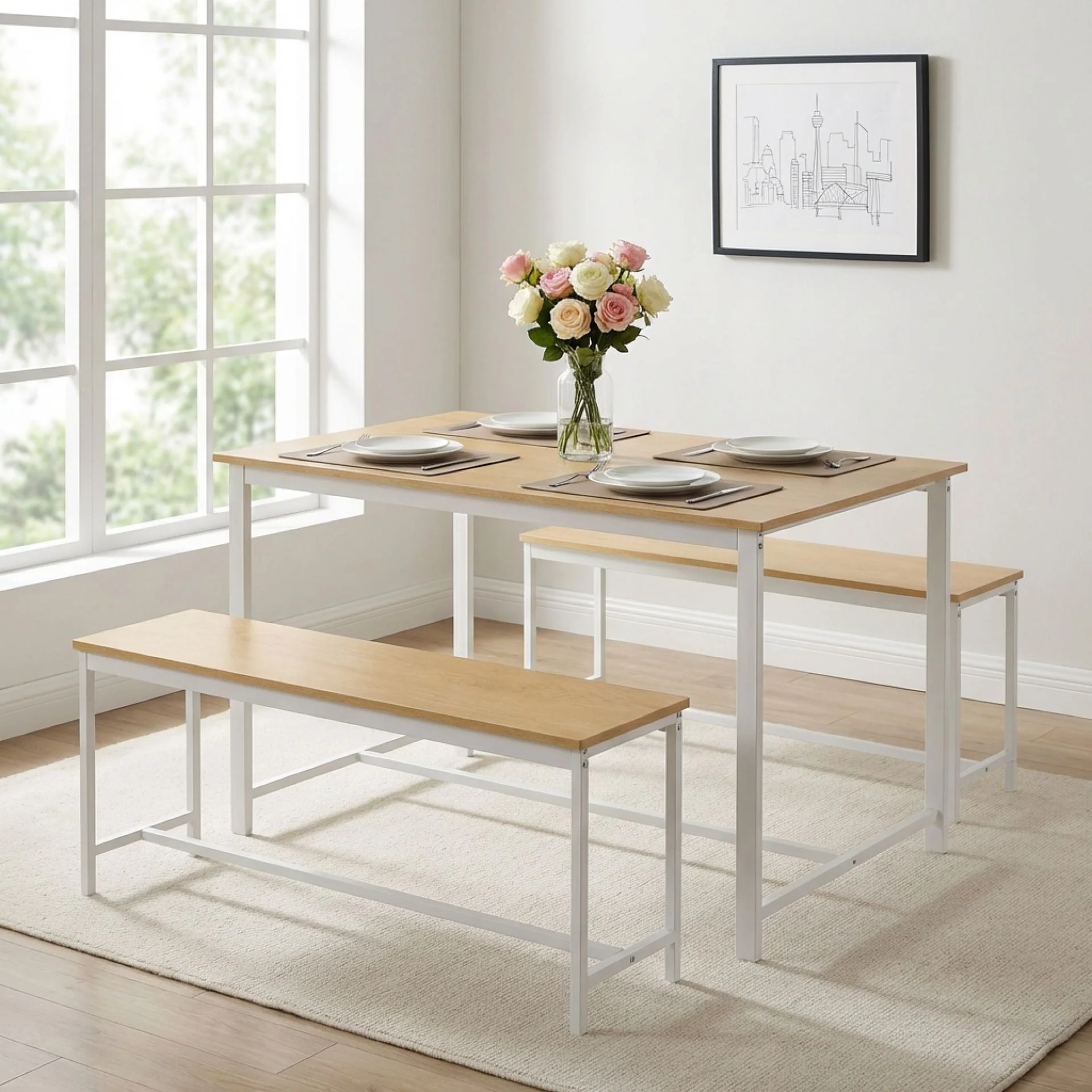 Merren 3 Piece Dining Set - Maple - Image 4