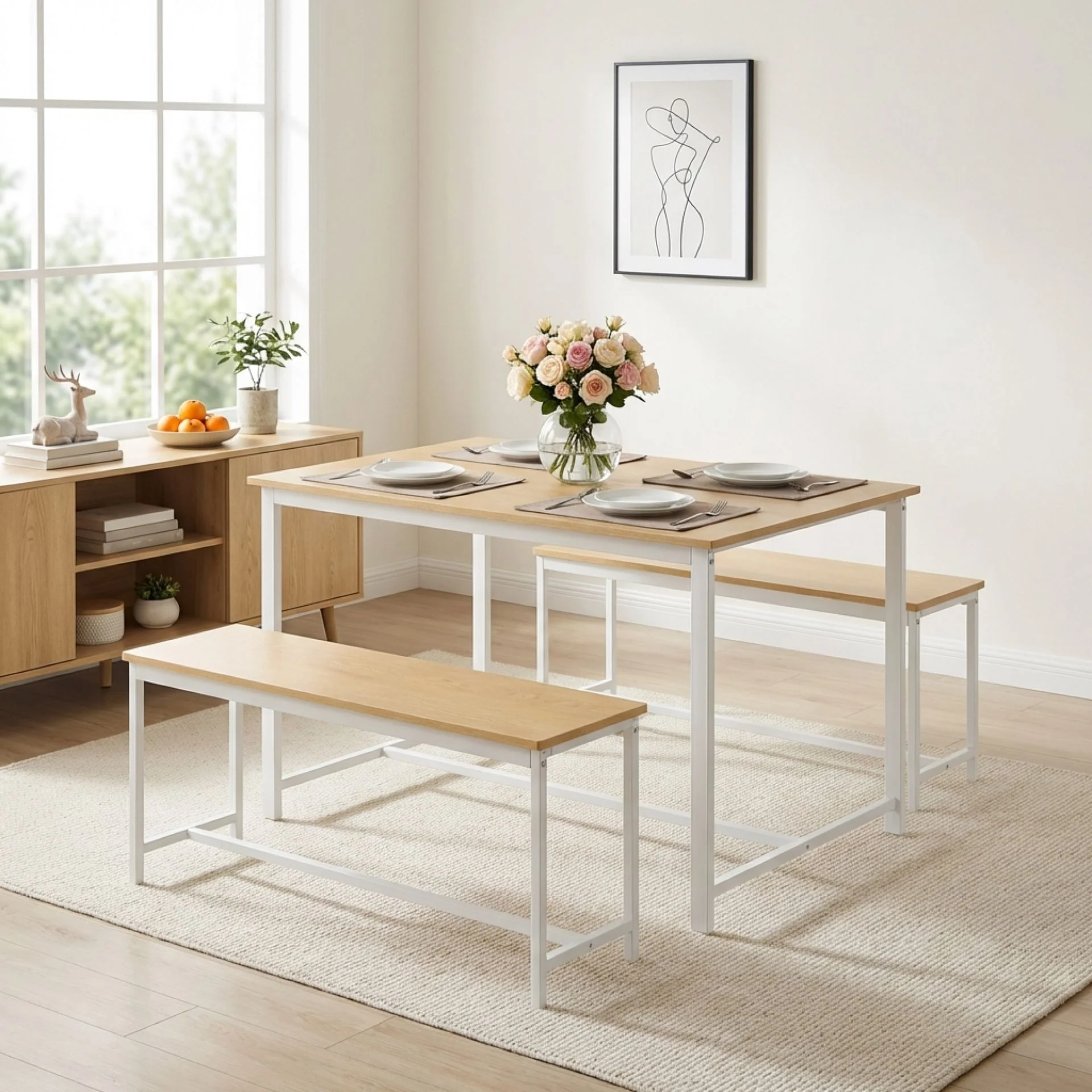 Merren 3 Piece Dining Set - Maple - Image 5