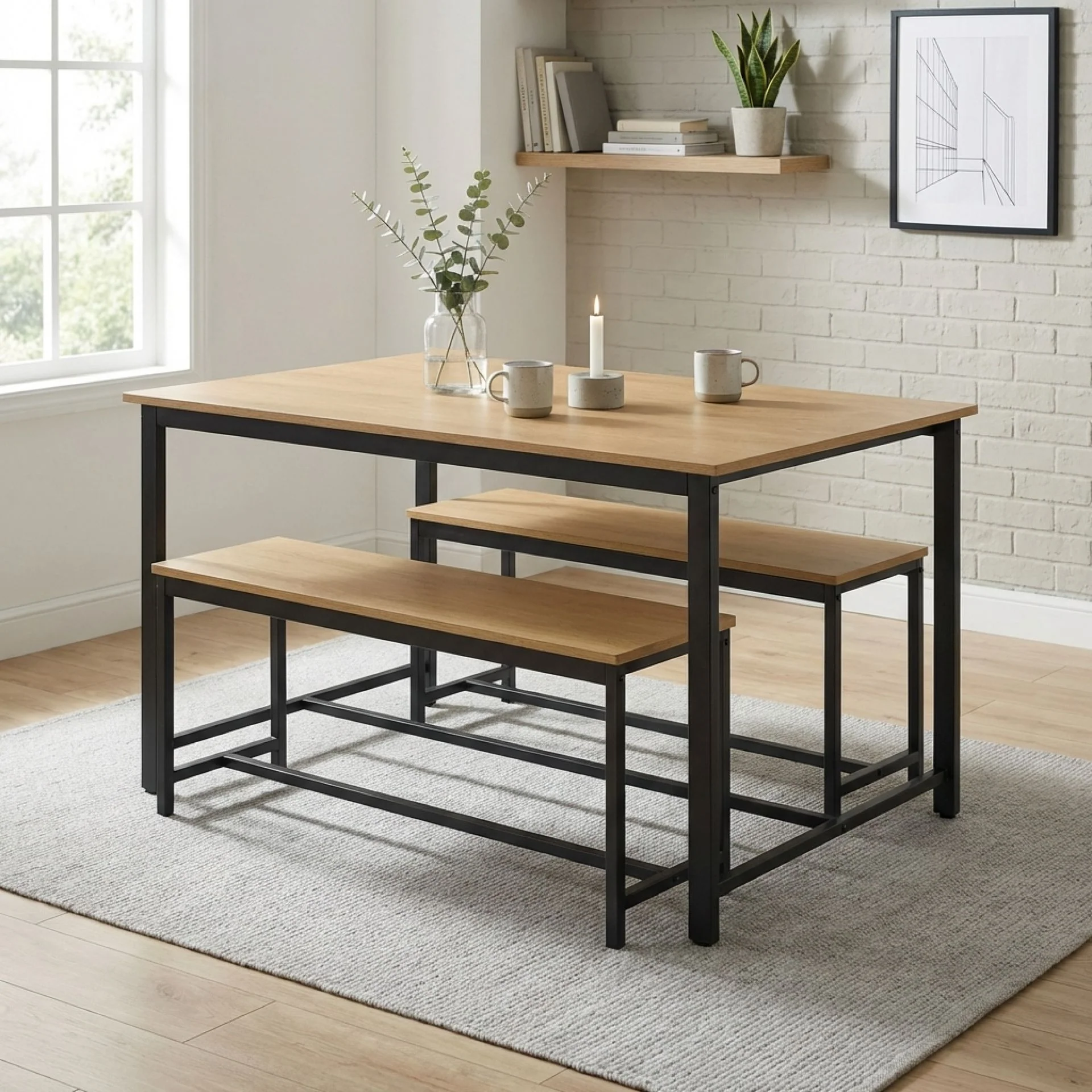Merren 3 Piece Dining Set - Natural - Image 3