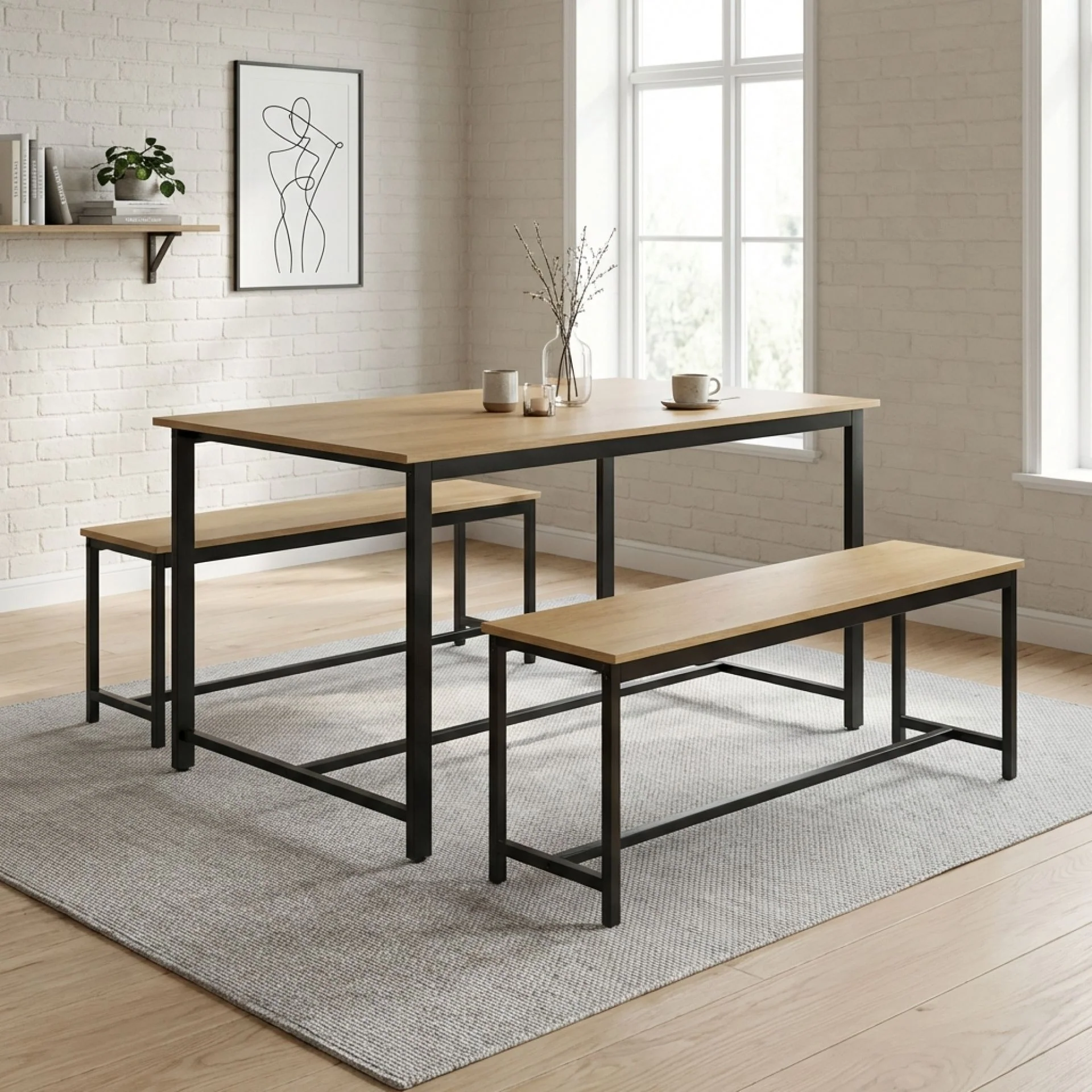 Merren 3 Piece Dining Set - Natural - Image 4