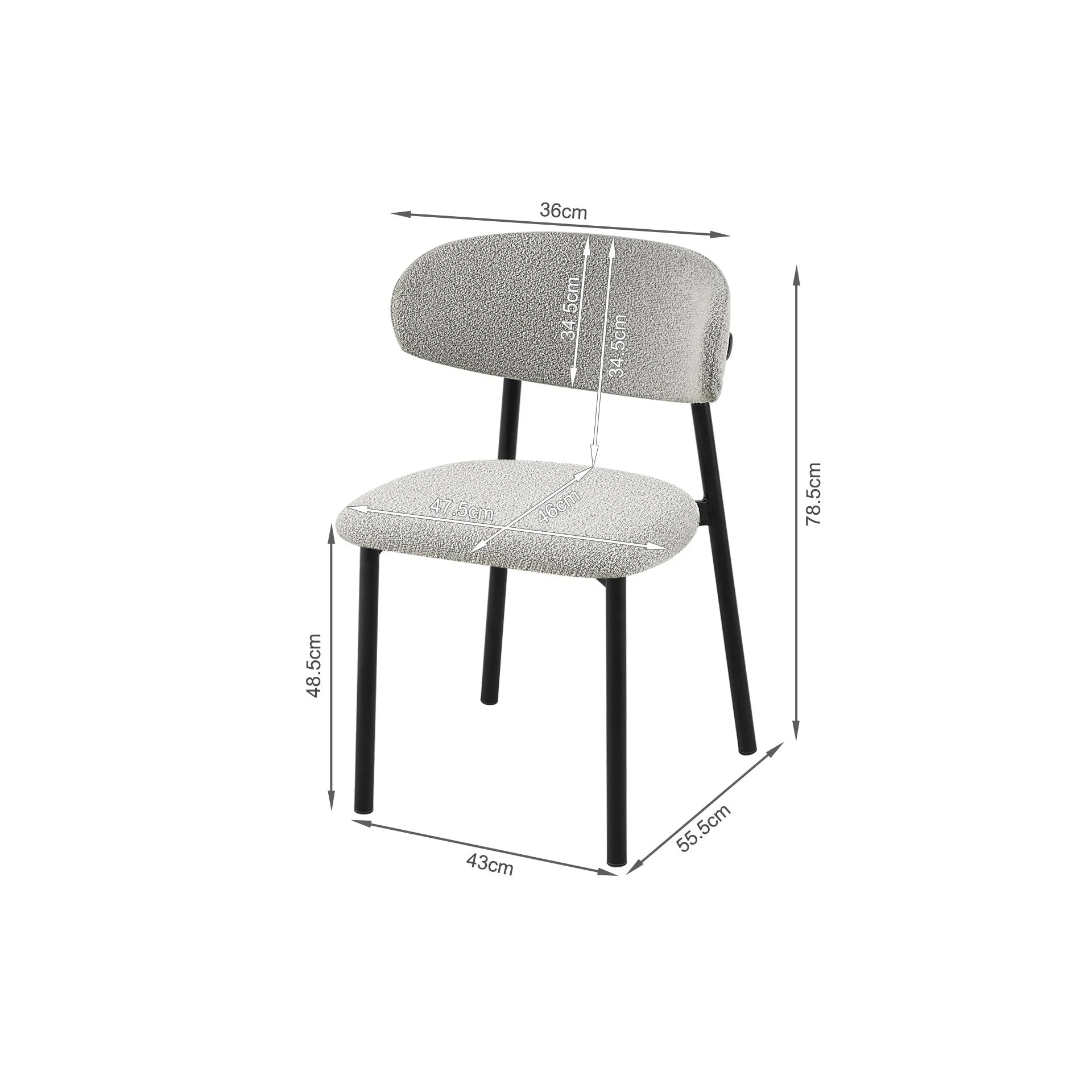 Merrit Fabric Dining Chair - Set of 4 - Light Grey - Image 10