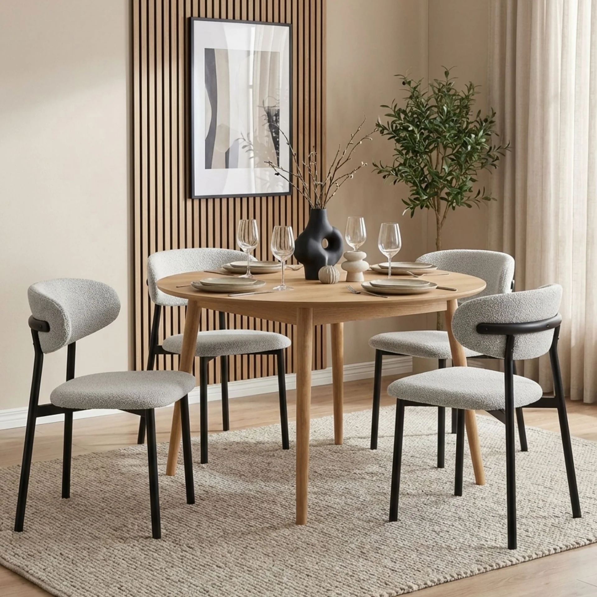 Merrit Fabric Dining Chair - Set of 4 - Light Grey - Image 3