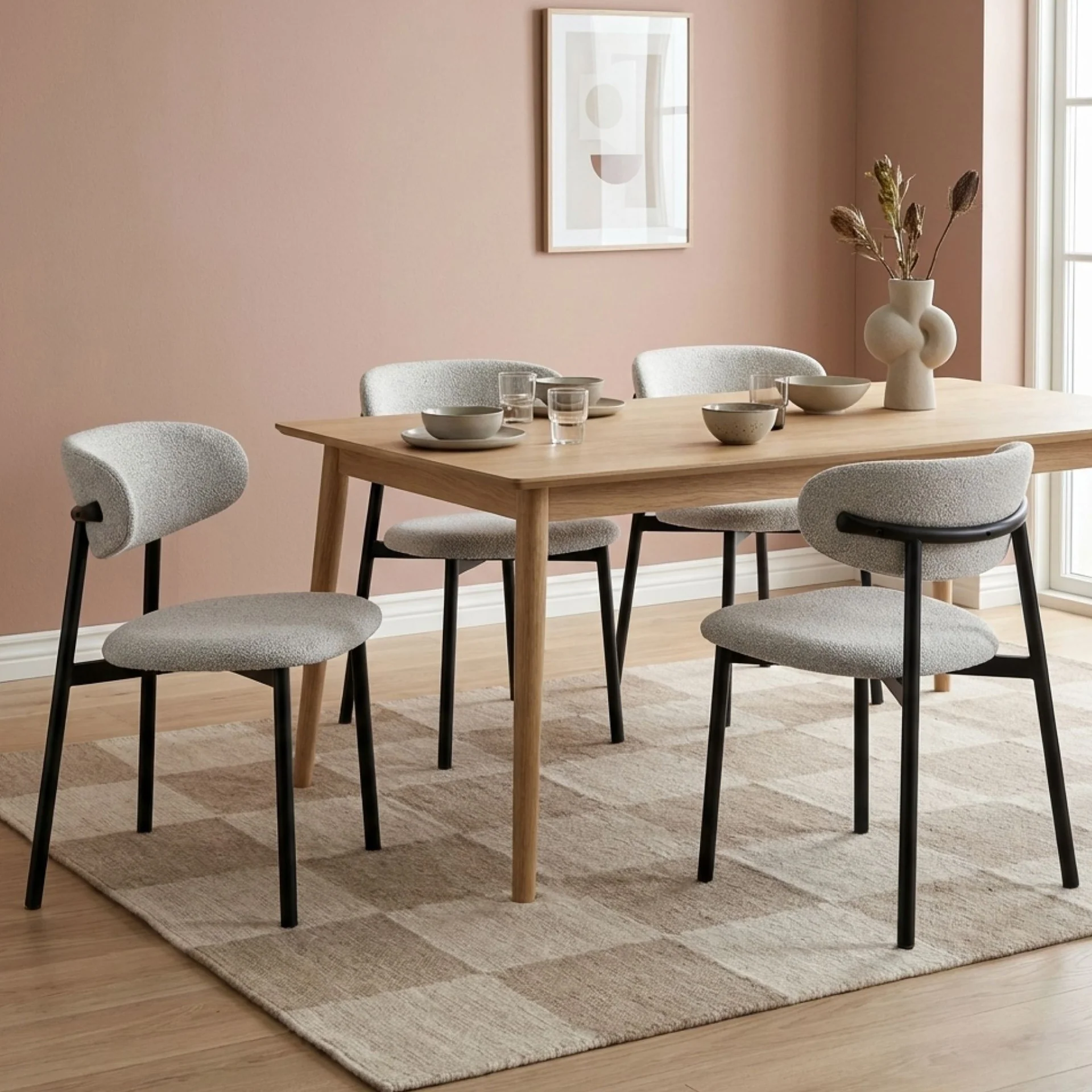 Merrit Fabric Dining Chair - Set of 4 - Light Grey - Image 4