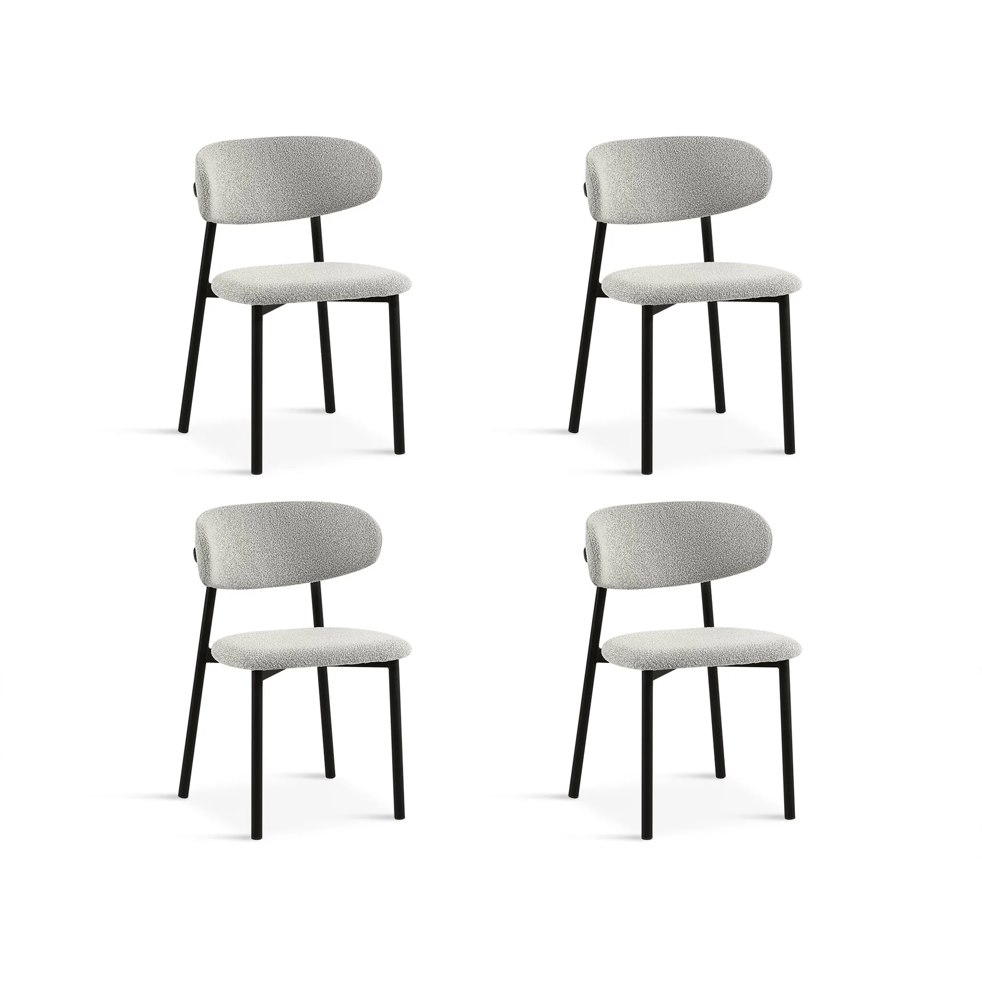 Merrit Fabric Dining Chair - Set of 4 - Light Grey - Image 5