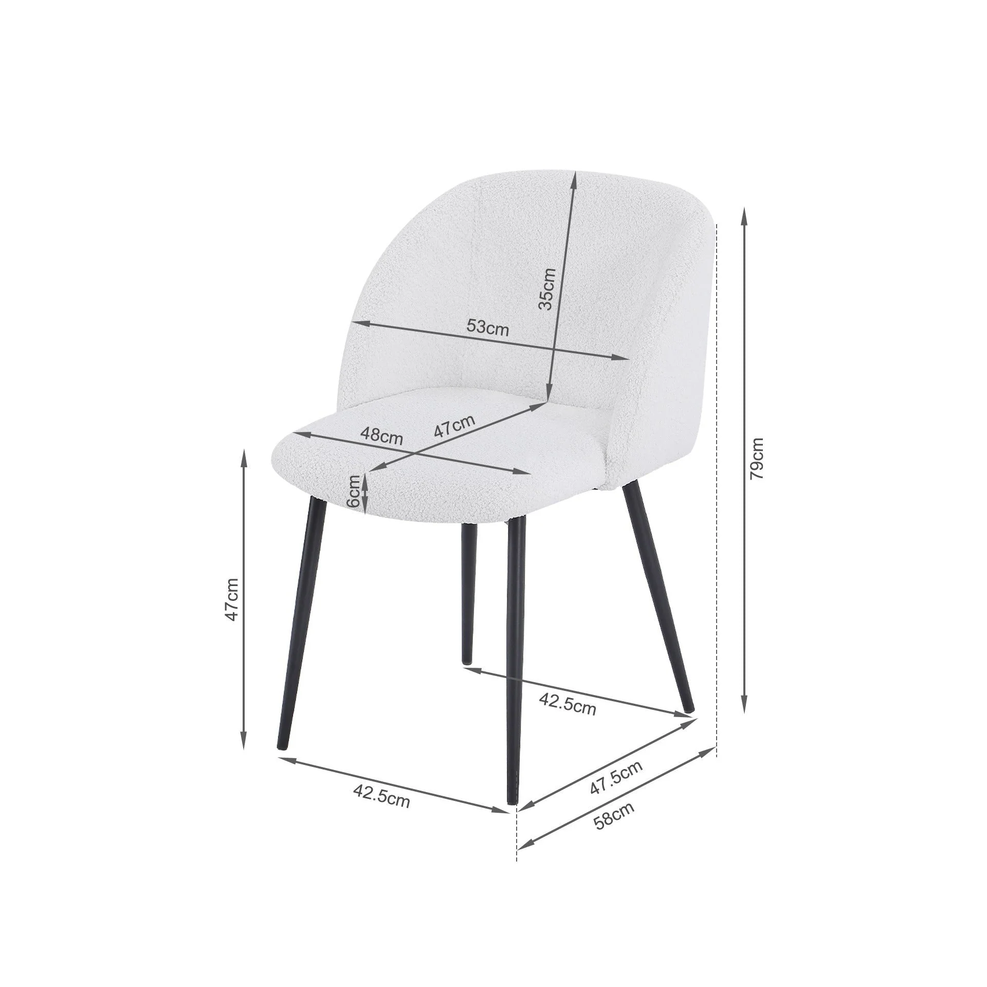 Merryn Boucle Dining Chairs - Set of 2 - White - Image 12