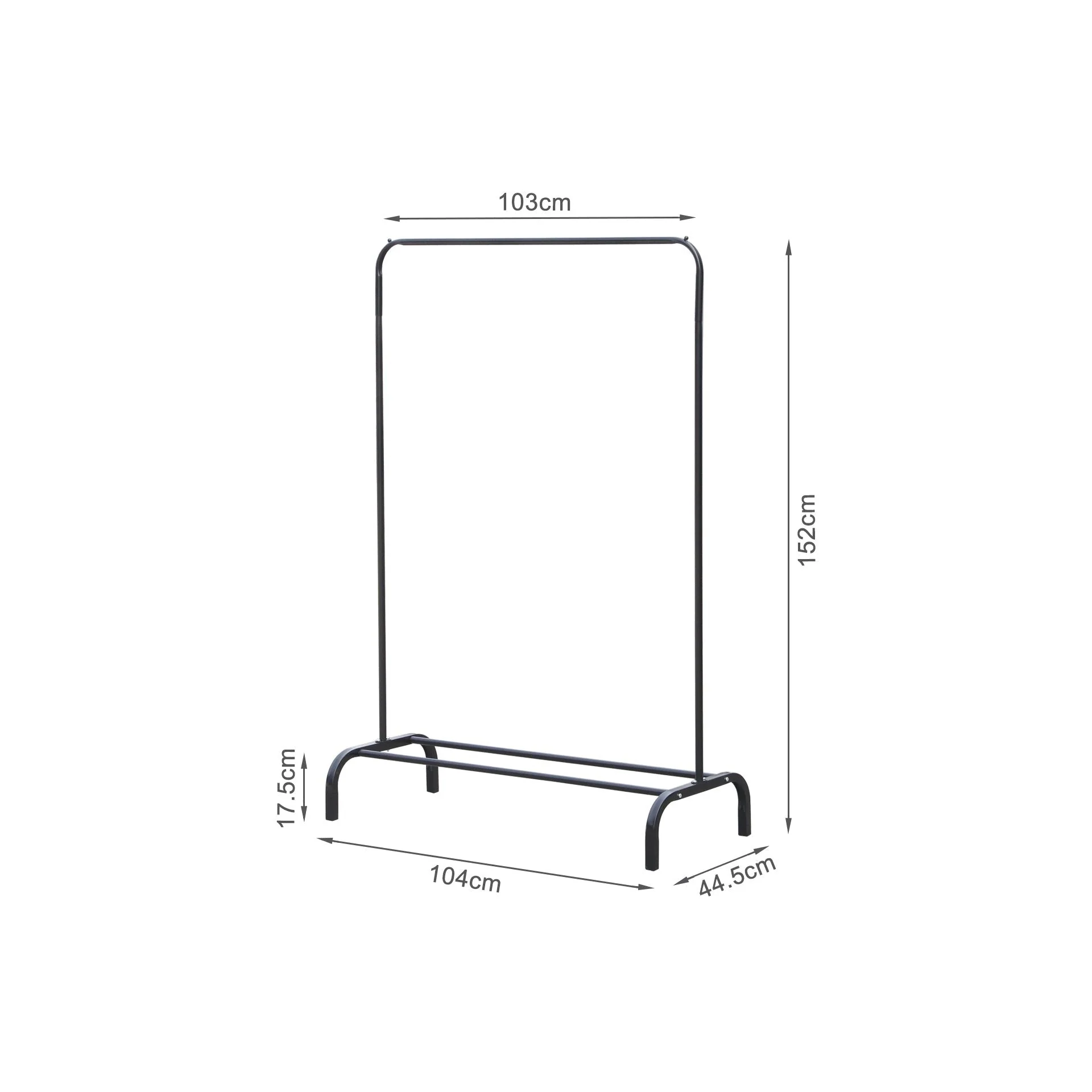Metal Clothes Rack Stand Coat Hanger 104 x 152cm - Black - Image 7