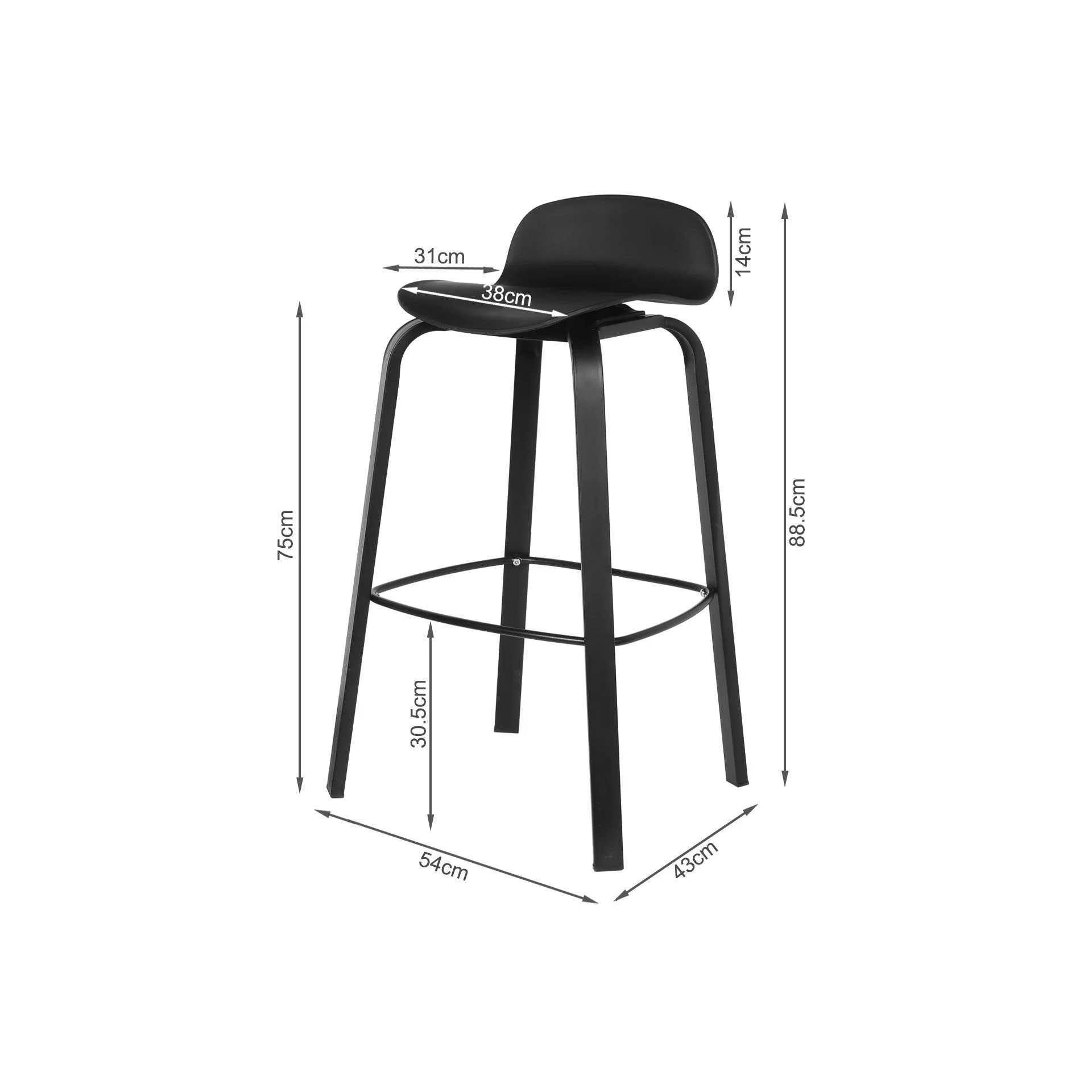 Mia Bar Stool Metal Barstool - Set of 2 - Black - Image 6