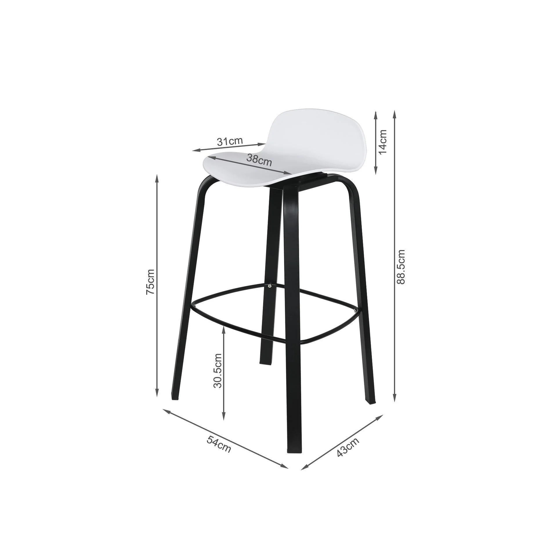 Mia Bar Stool Metal Barstool - Set of 2 - White - Image 7