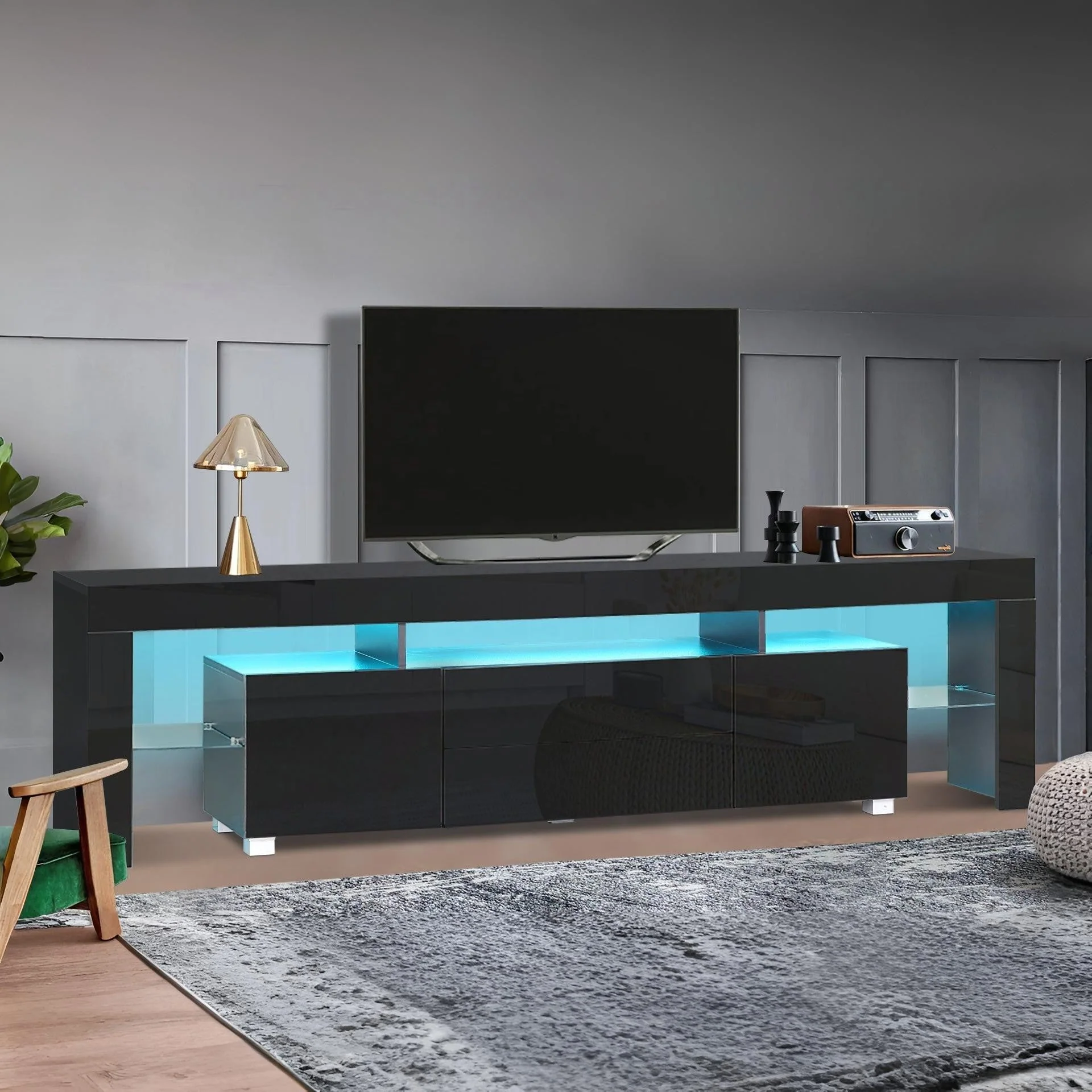 Micco 2m LED Entertainment Unit - Black - Image 10