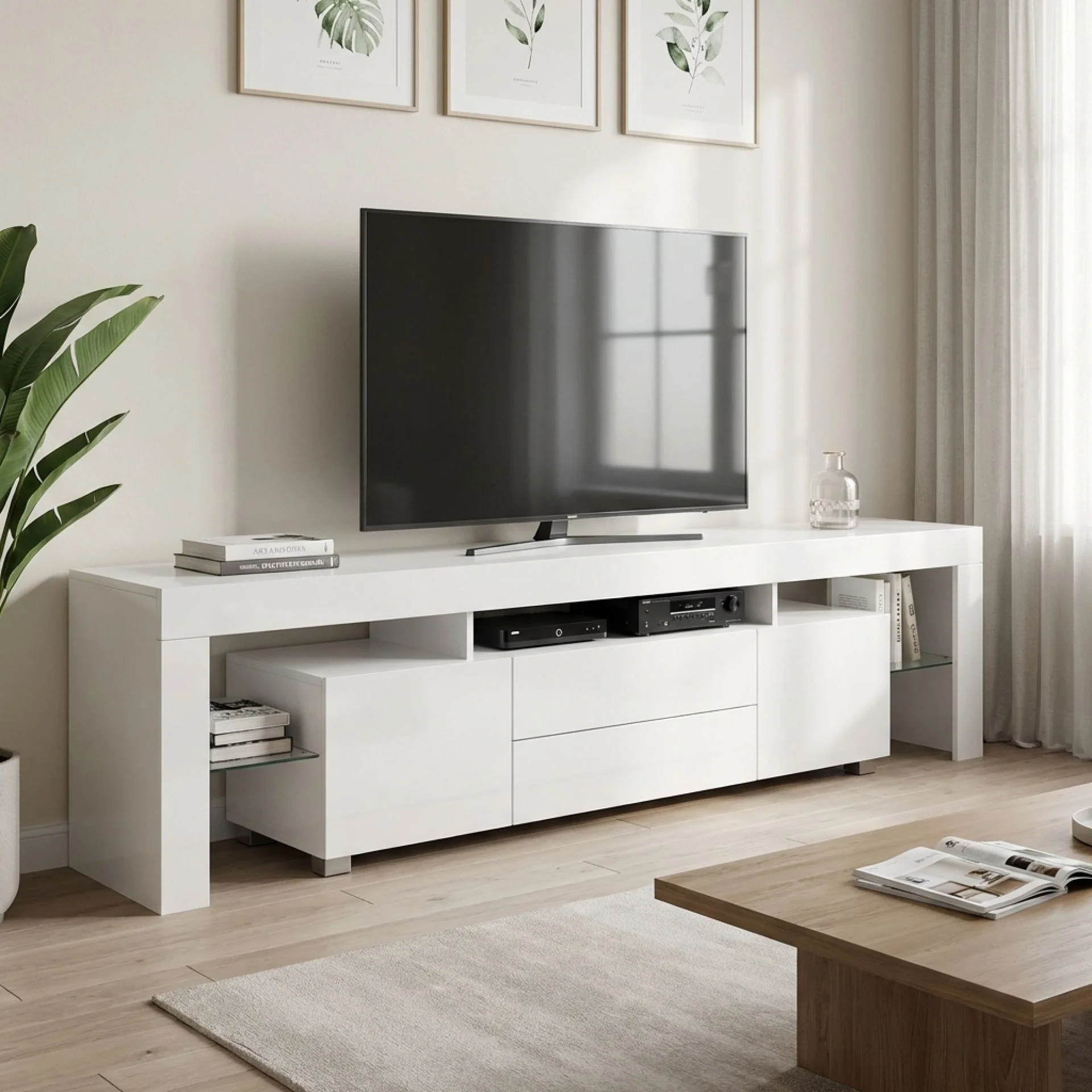 Micco 2m LED Entertainment Unit - White - Image 3