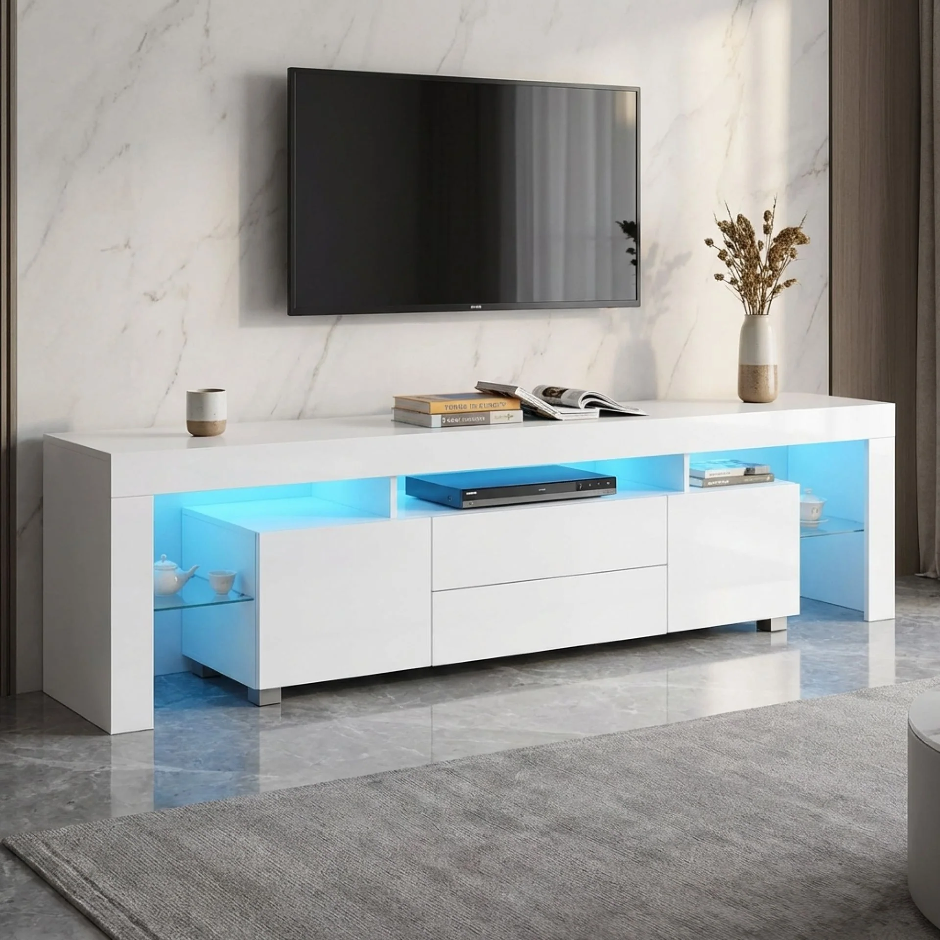 Micco 2m LED Entertainment Unit - White - Image 4