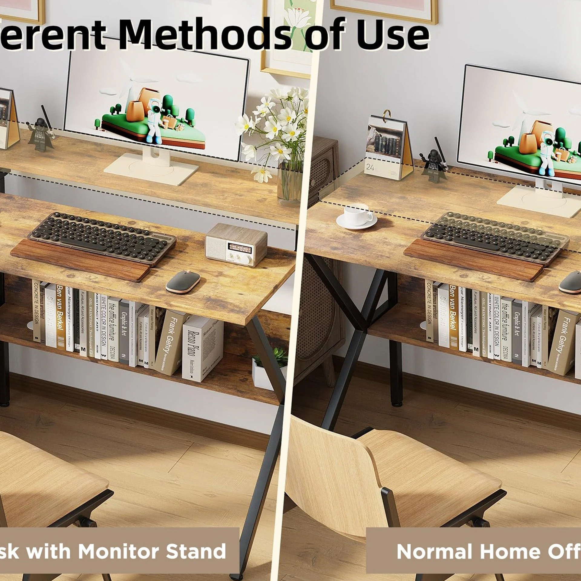 Michael 70cm Computer Desk Study Table - Rustic Brown - Image 4