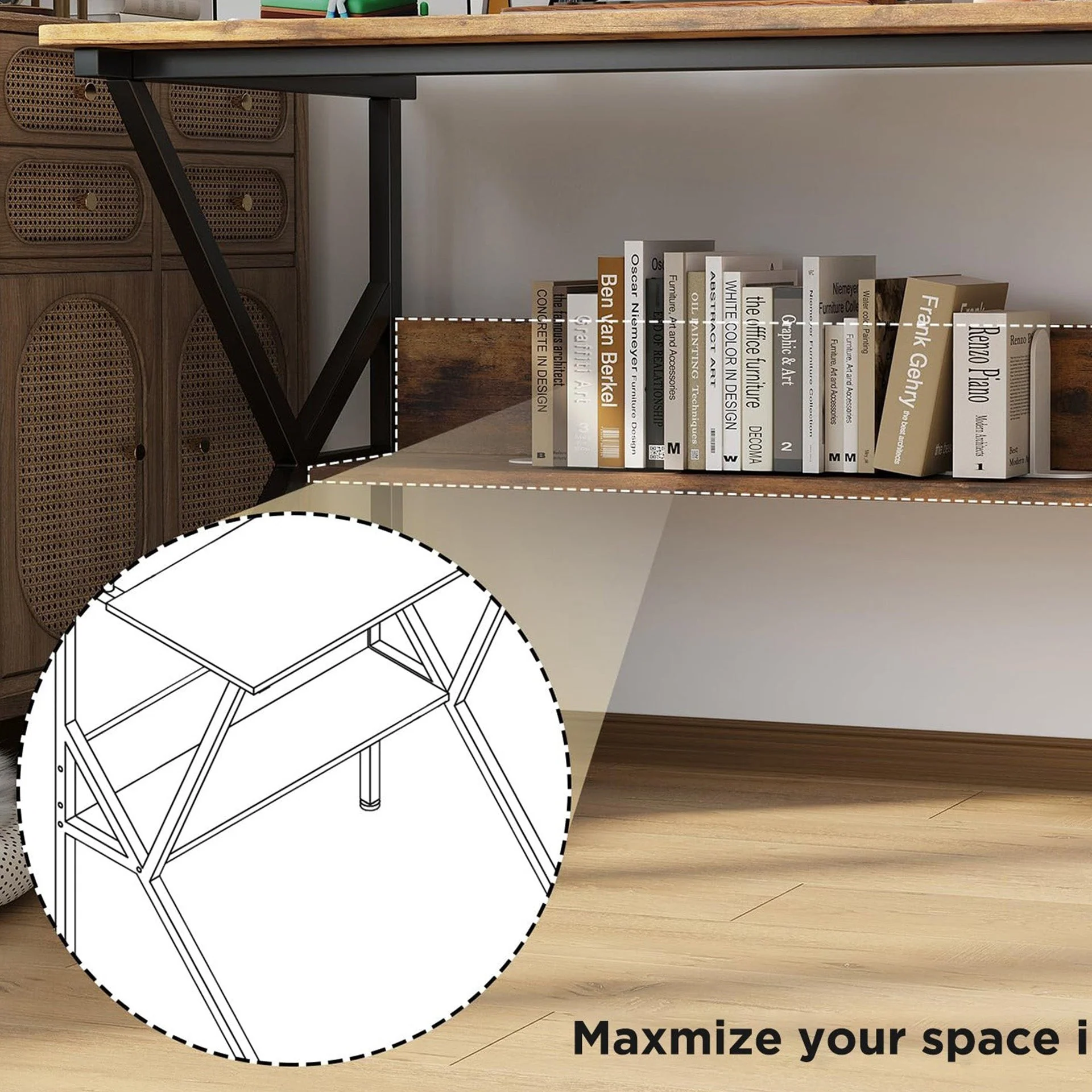 Michael 70cm Computer Desk Study Table - Rustic Brown - Image 6