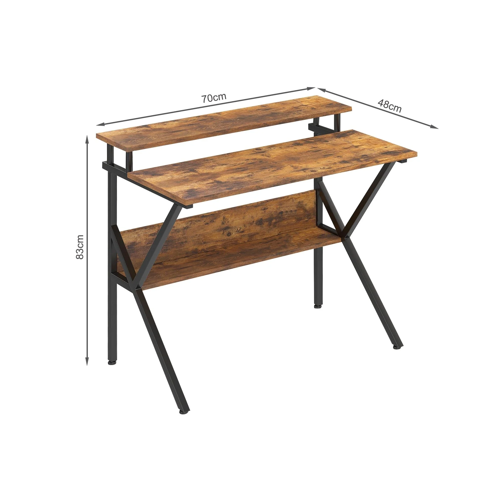 Michael 70cm Computer Desk Study Table - Rustic Brown - Image 8