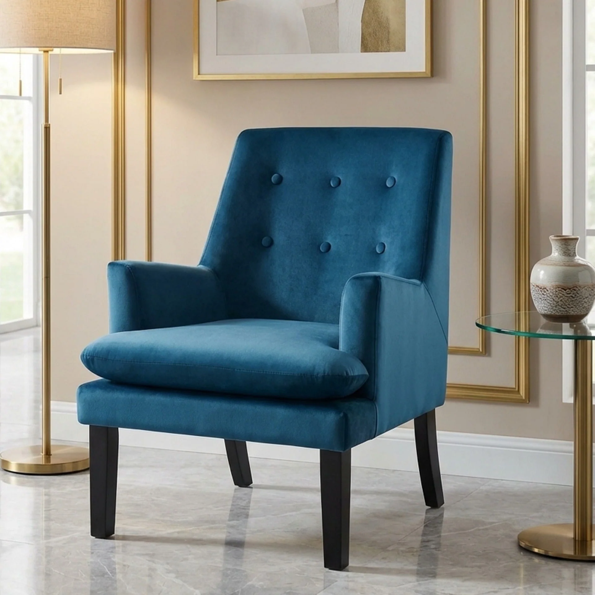 Mila Velvet Armchair - Blue