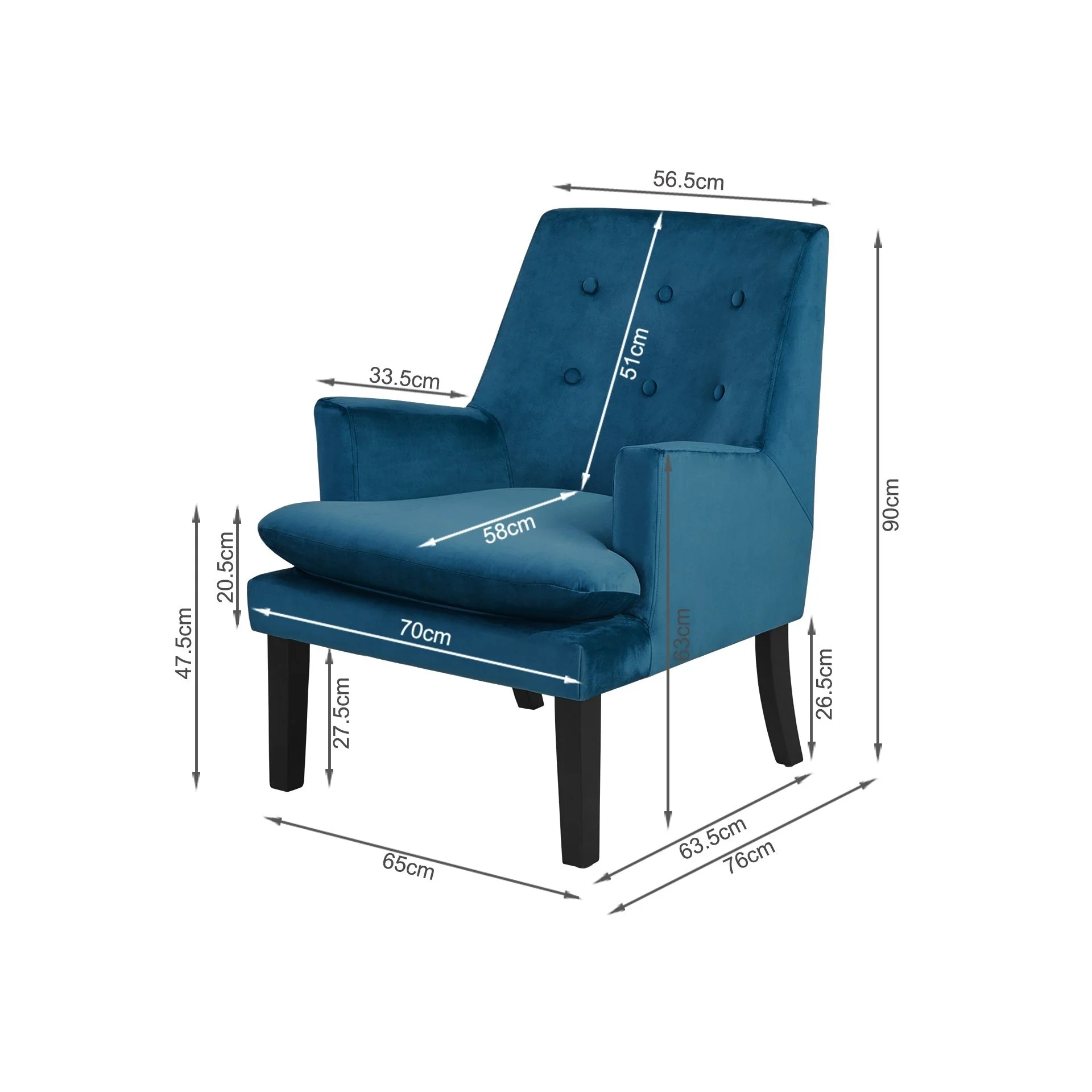 Mila Velvet Armchair - Blue - Image 10