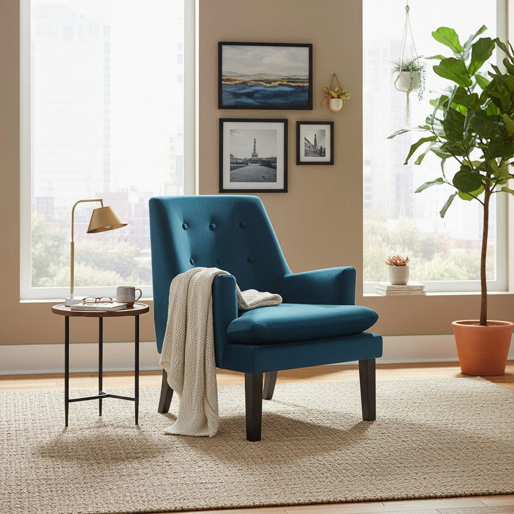 Mila Velvet Armchair - Blue - Image 3