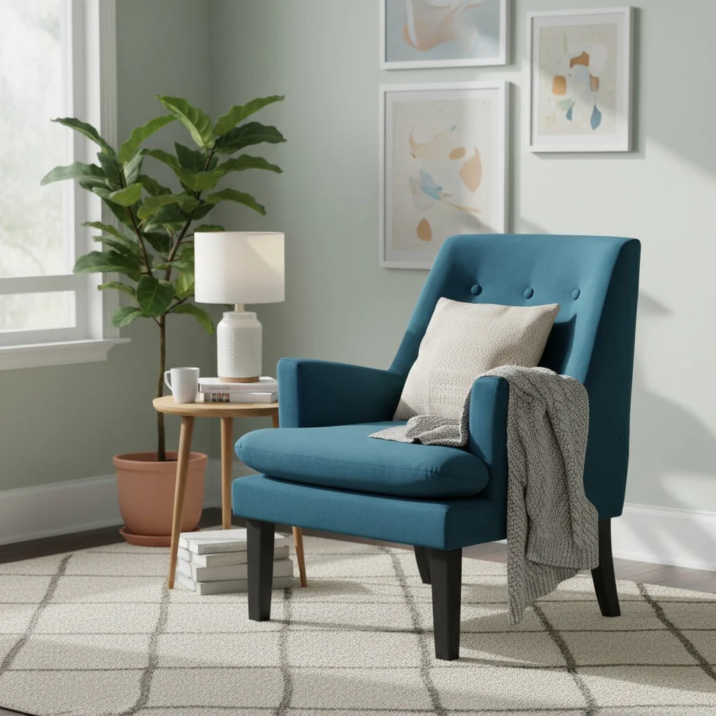 Mila Velvet Armchair - Blue - Image 4
