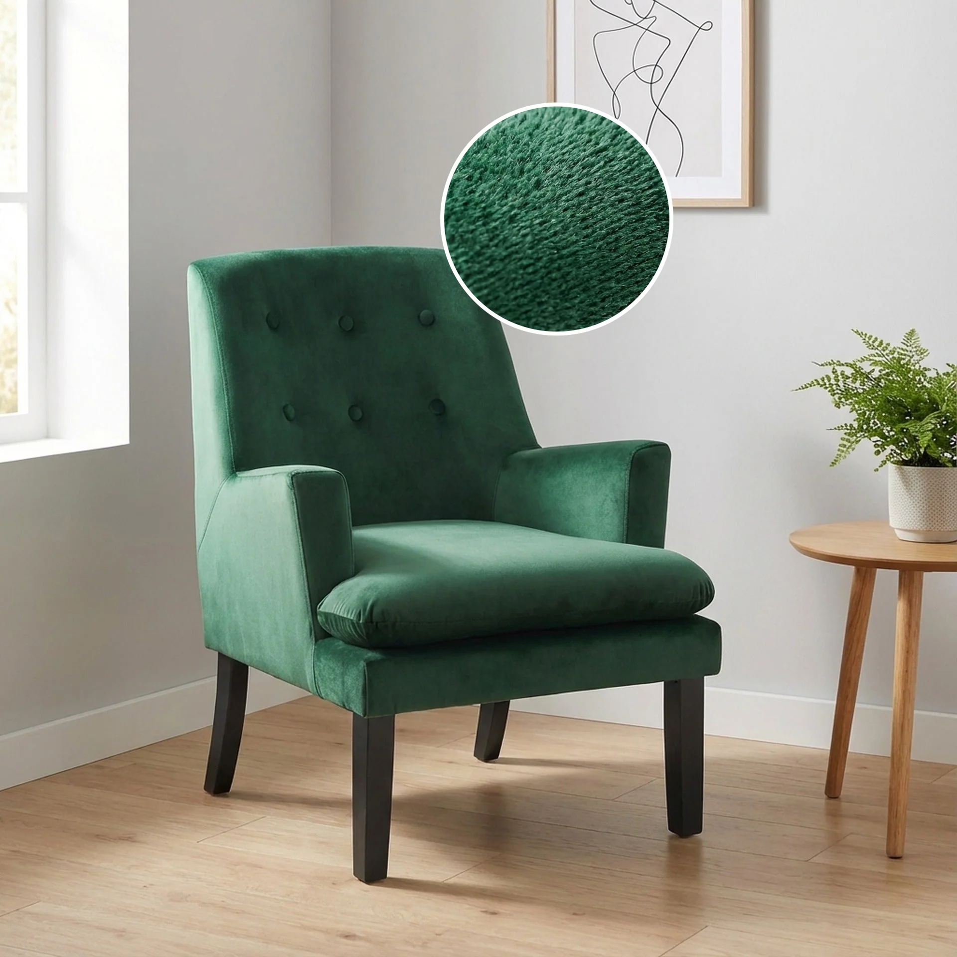 Mila Velvet Armchair - Green - Image 2