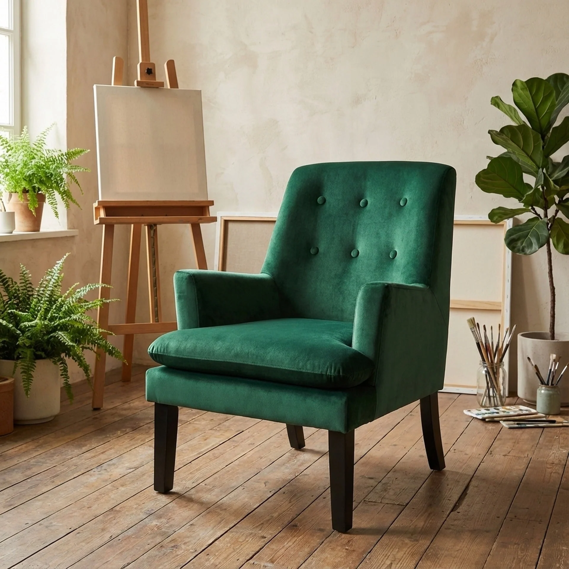 Mila Velvet Armchair - Green - Image 3
